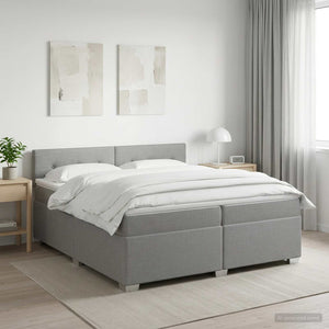 Κρεβάτι Box Spring με Στρώμα και LED Ανοιχτό γκρι 200 x 200 cm - Pakobazaar