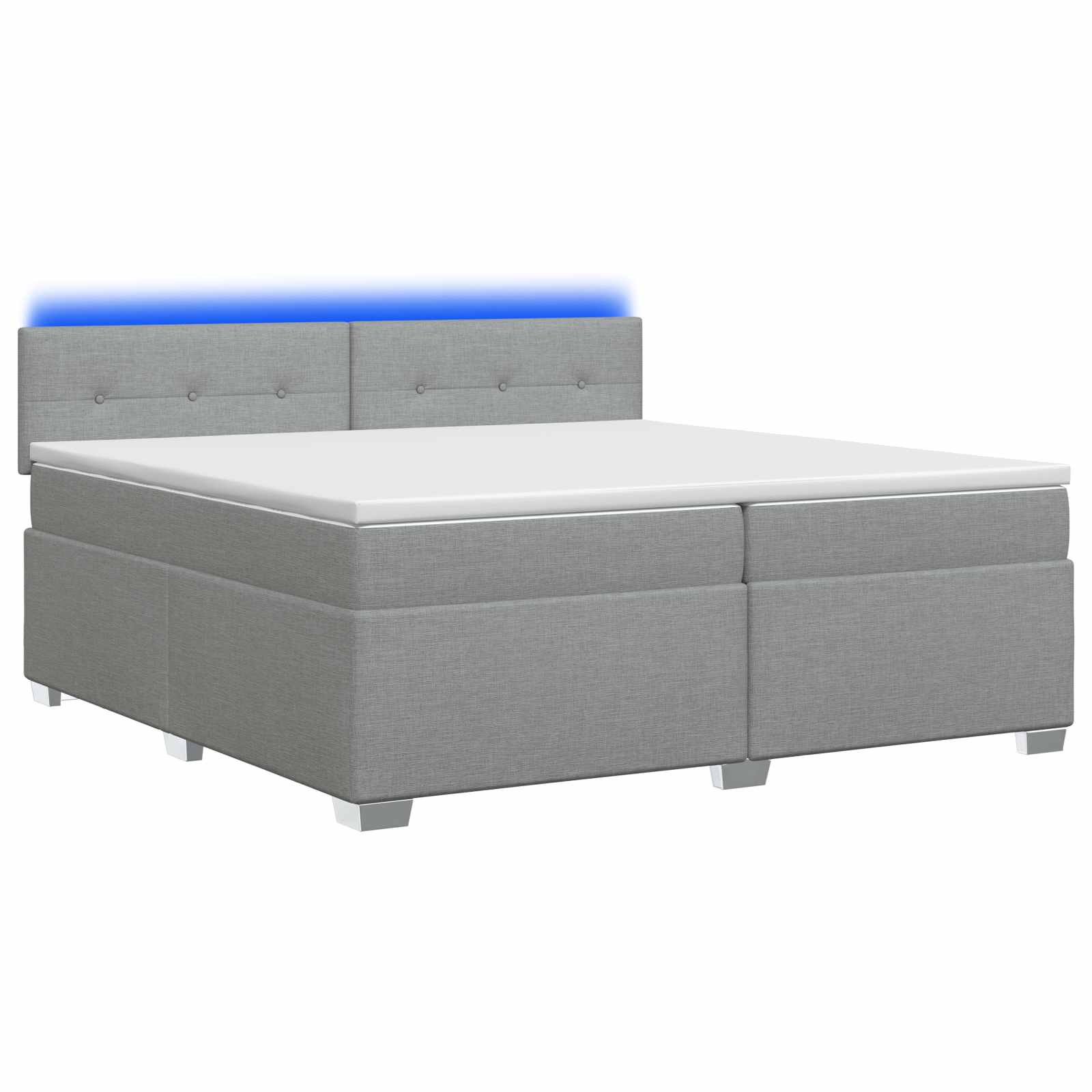Κρεβάτι Box Spring με Στρώμα και LED Ανοιχτό γκρι 200 x 200 cm - Pakobazaar