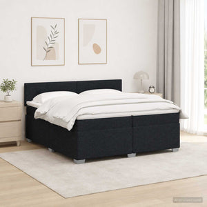 Κρεβάτι Box Spring με Στρώμα και LED Μαύρο 200 x 200 cm Ύφασμα - Pakobazaar
