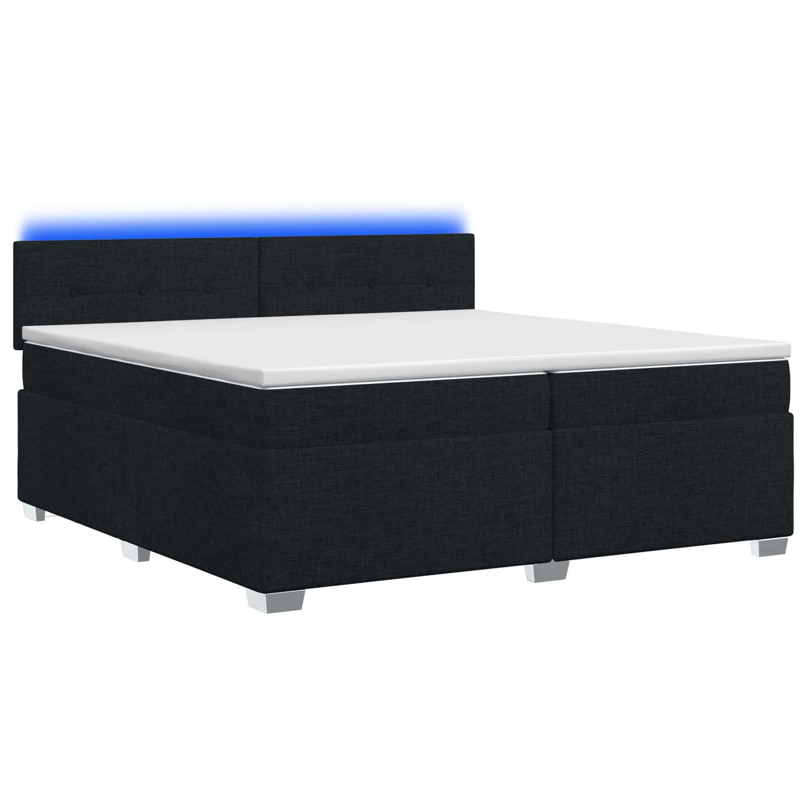 Κρεβάτι Box Spring με Στρώμα και LED Μαύρο 200 x 200 cm Ύφασμα - Pakobazaar