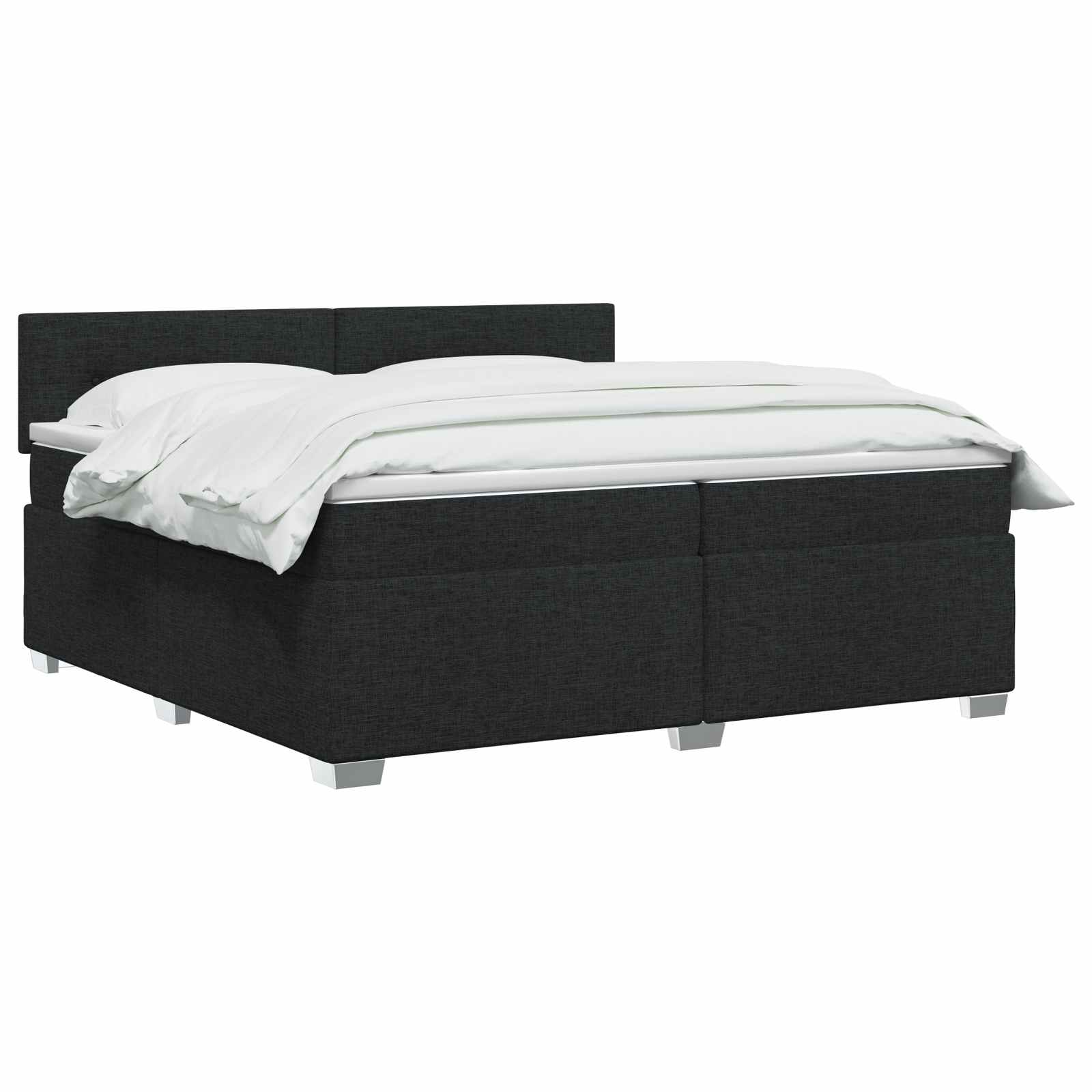 Κρεβάτι Box Spring με Στρώμα και LED Μαύρο 200 x 200 cm Ύφασμα - Pakobazaar