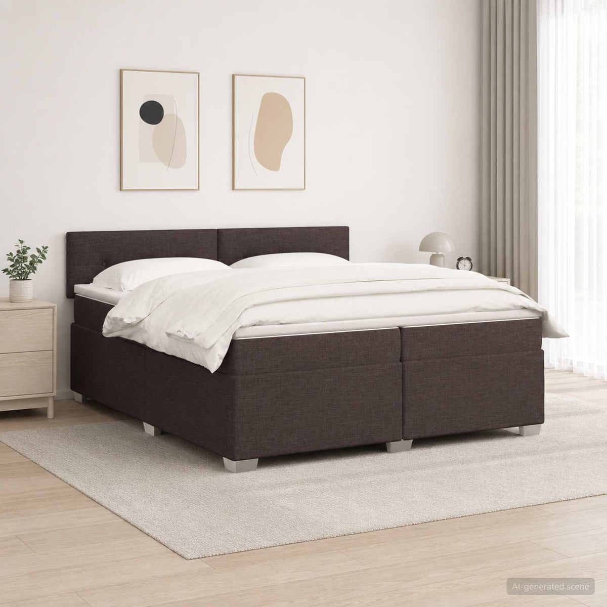 Κρεβάτι Box Spring με Στρώμα και LED Σκούρο Καφέ 200 x 200 cm - Pakobazaar