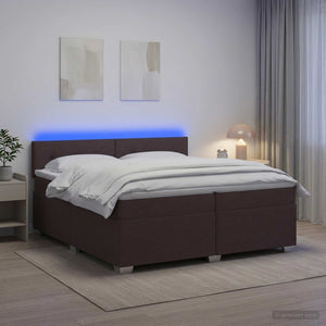 Κρεβάτι Box Spring με Στρώμα και LED Σκούρο Καφέ 200 x 200 cm - Pakobazaar