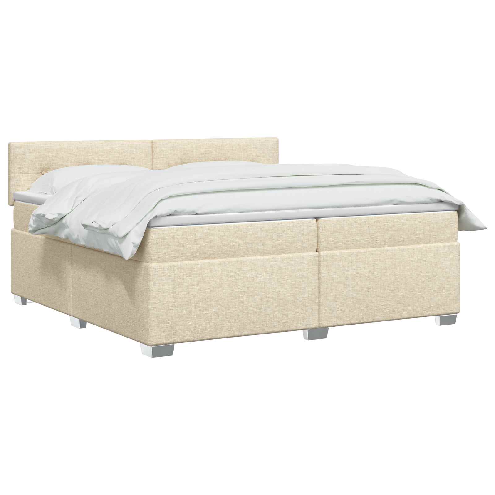 Κρεβάτι Box Spring με Στρώμα και LED Κρεμ 200 x 200 cm Ύφασμα - Pakobazaar