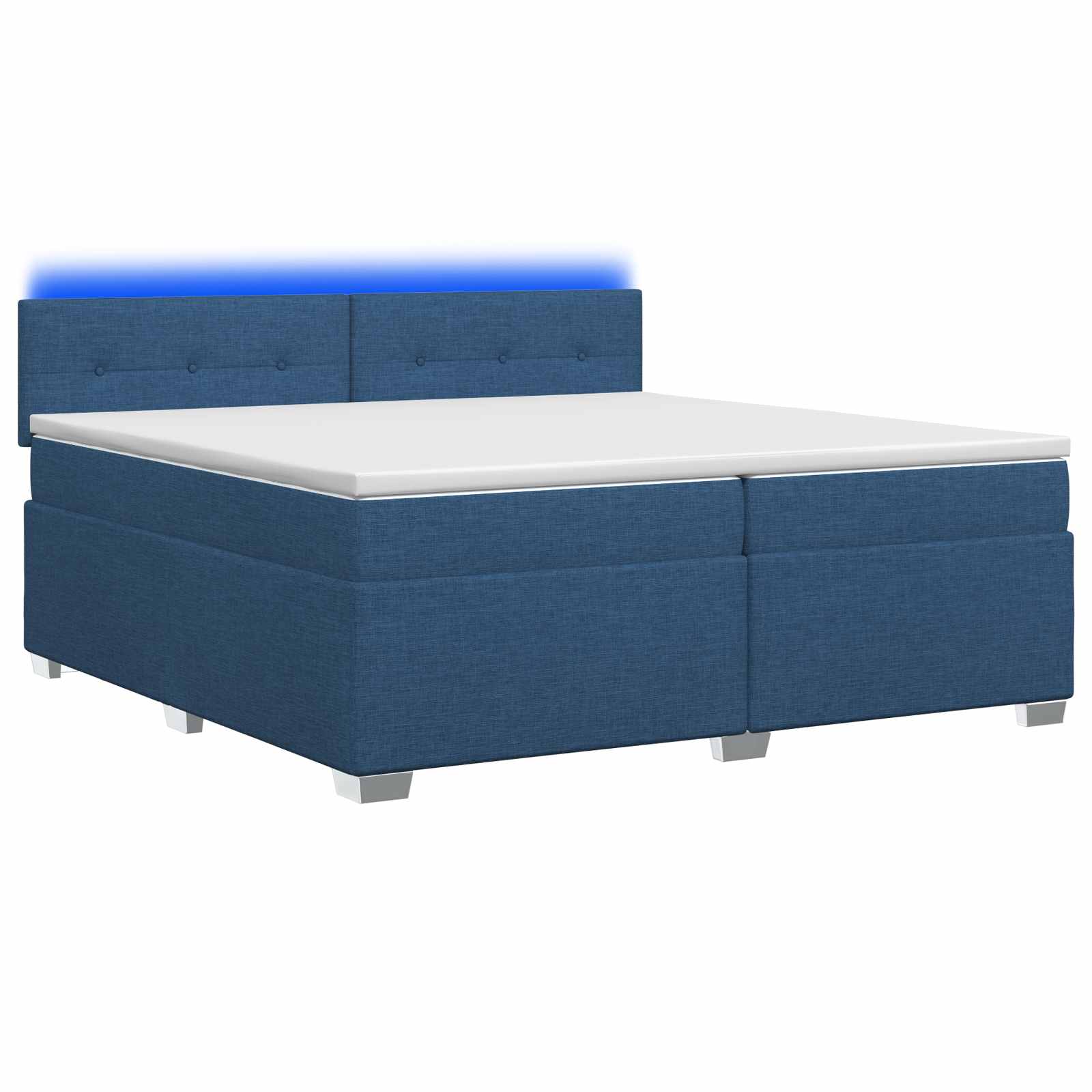 Κρεβάτι Box Spring με Στρώμα και LED Μπλε 200 x 200 cm Ύφασμα - Pakobazaar