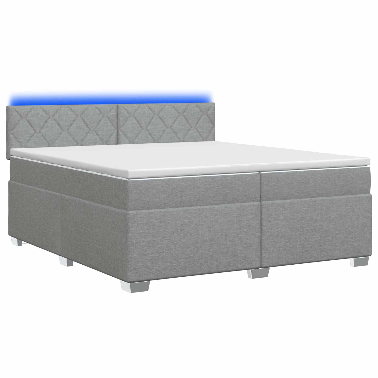 Κρεβάτι Box Spring με Στρώμα και LED Ανοιχτό γκρι 200 x 200 cm - Pakobazaar