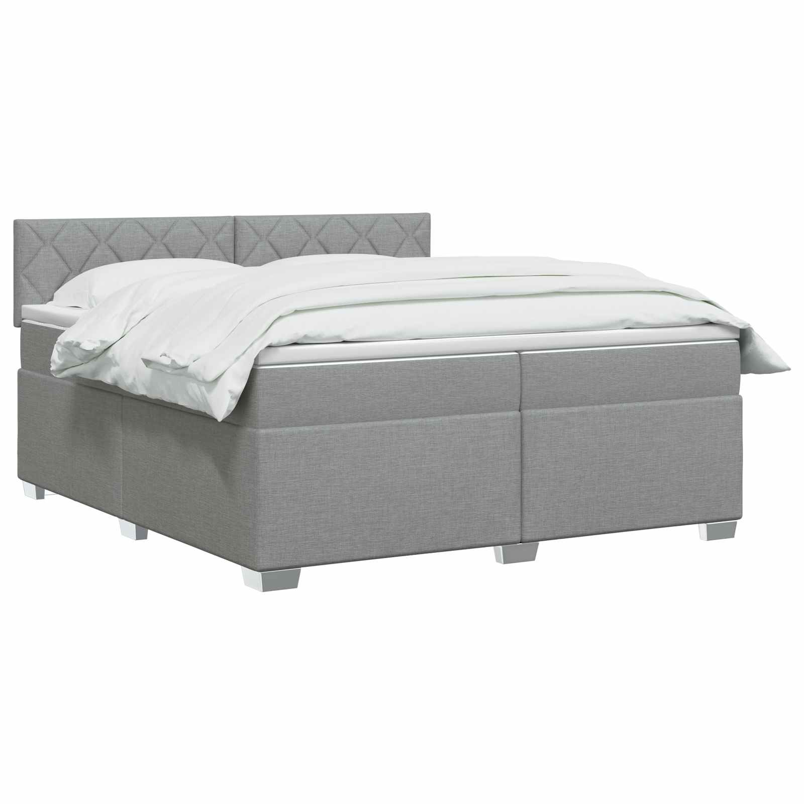 Κρεβάτι Box Spring με Στρώμα και LED Ανοιχτό γκρι 200 x 200 cm - Pakobazaar