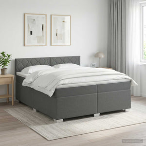 Κρεβάτι Box Spring με Στρώμα και LED Σκούρο Γκρι 200 x 200 cm - Pakobazaar