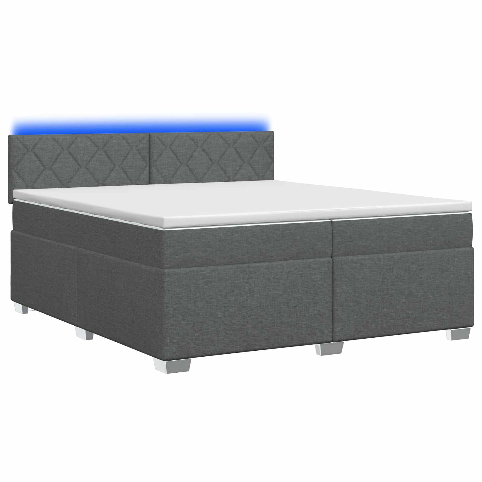 Κρεβάτι Box Spring με Στρώμα και LED Σκούρο Γκρι 200 x 200 cm - Pakobazaar