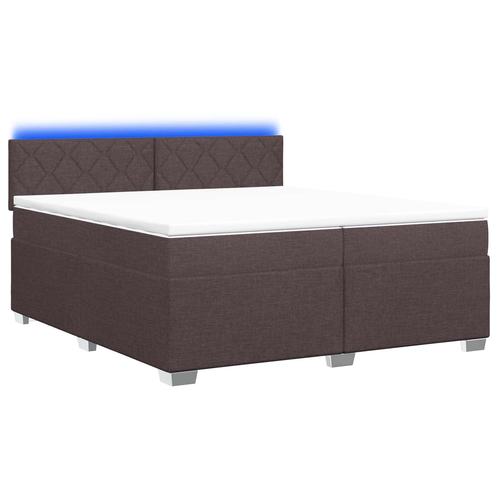 Κρεβάτι Box Spring με Στρώμα και LED Σκούρο Καφέ 200 x 200 cm