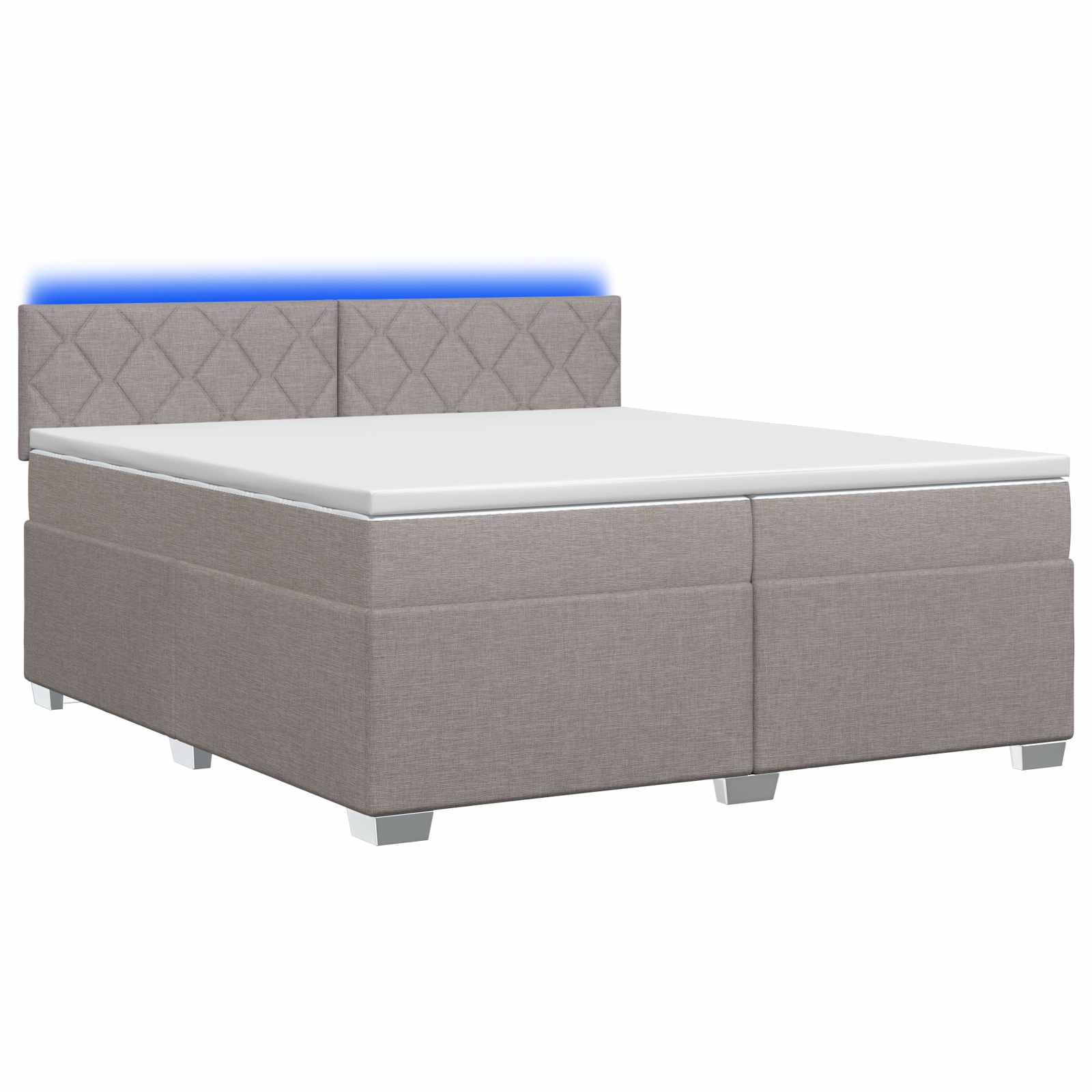 Κρεβάτι Box Spring με Στρώμα και LED Taupe 200 x 200 cm Ύφασμα - Pakobazaar