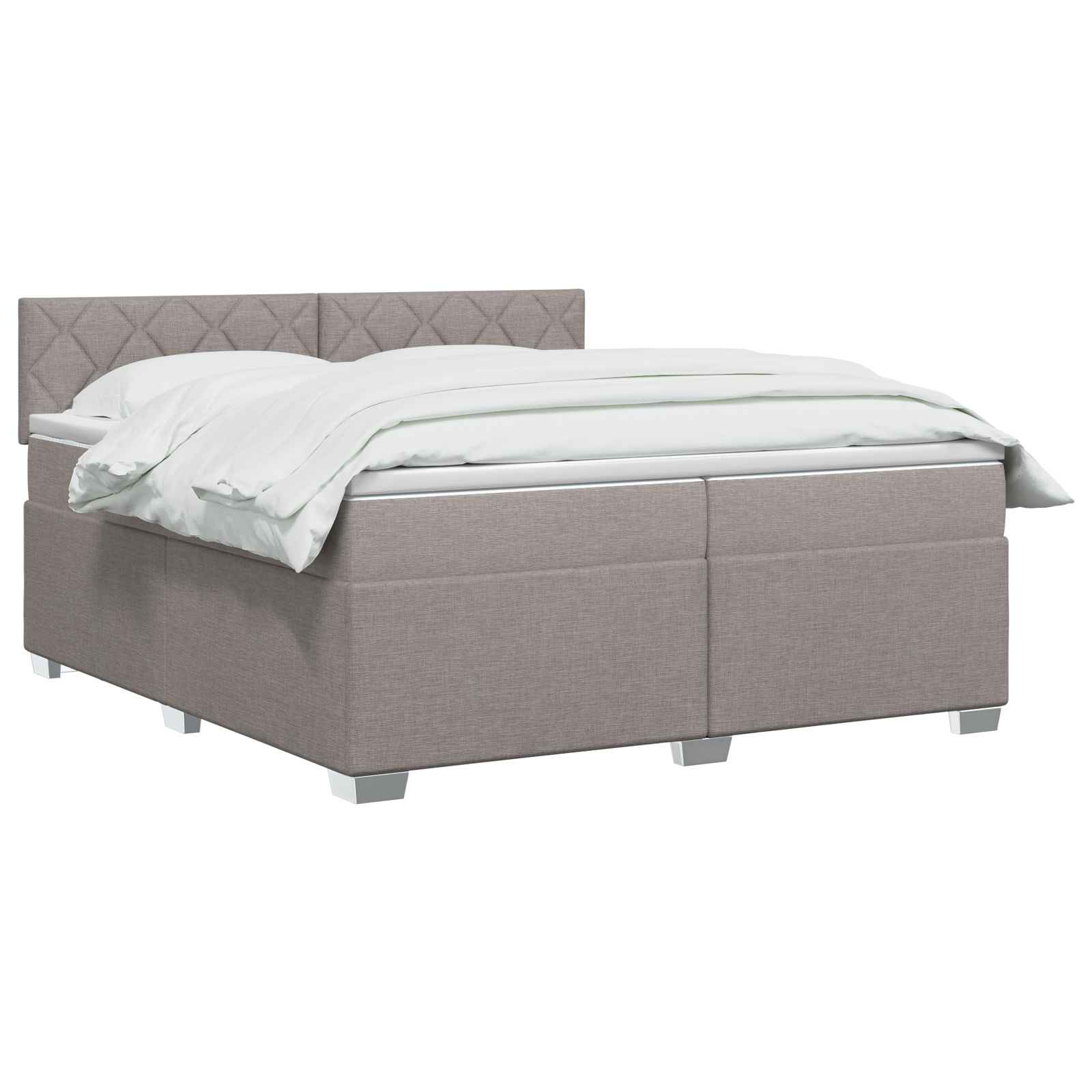 Κρεβάτι Box Spring με Στρώμα και LED Taupe 200 x 200 cm Ύφασμα - Pakobazaar