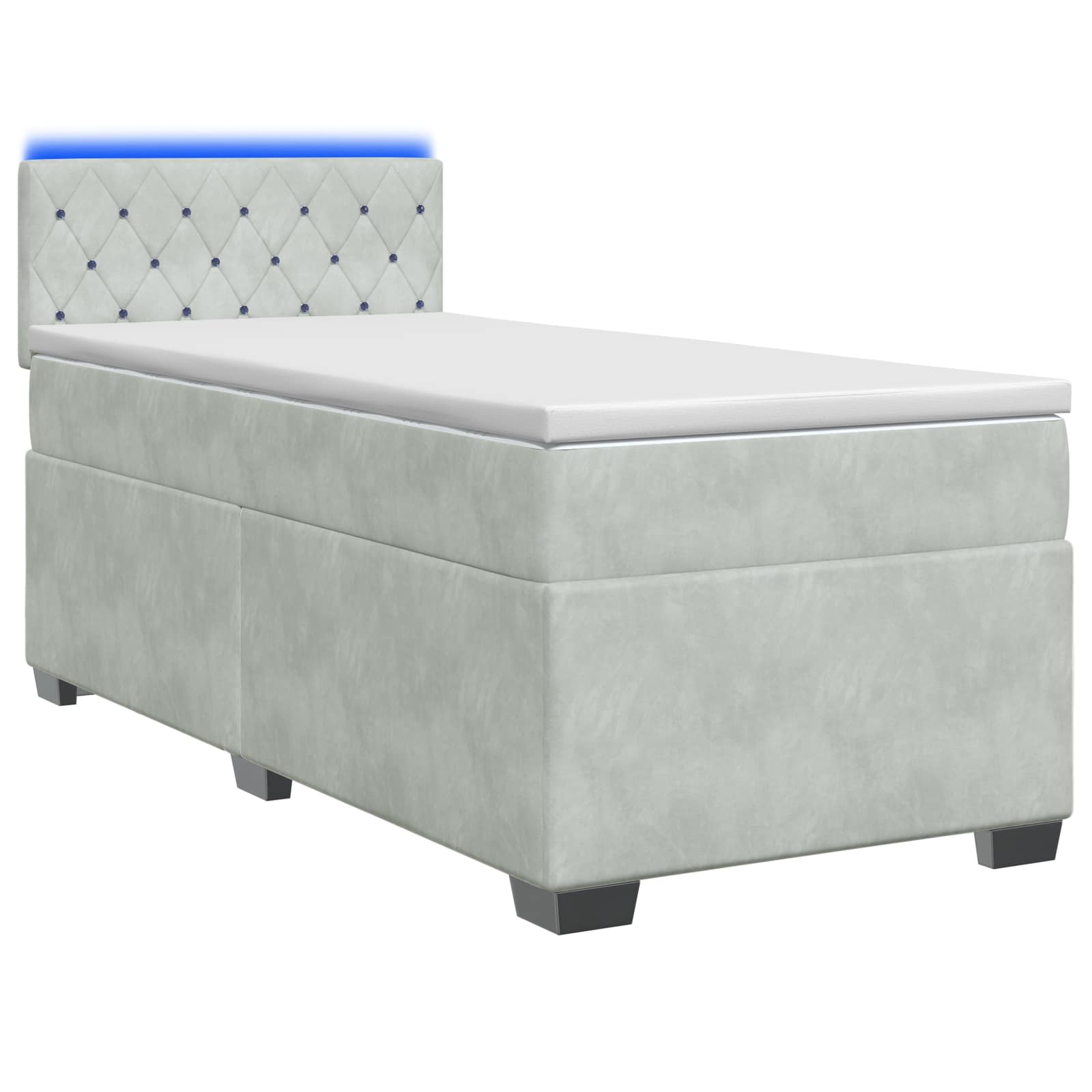Κρεβάτι Box Spring με Στρώμα και LED Ανοιχτό γκρι 80 x 200 cm - Pakobazaar