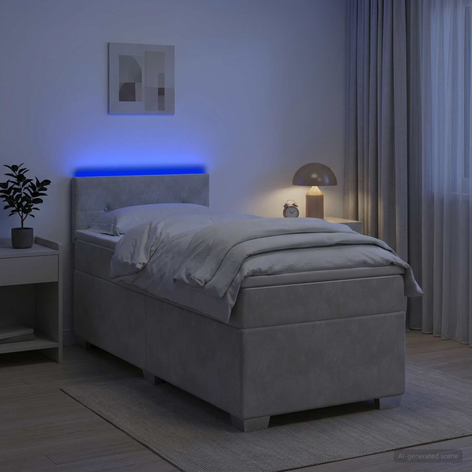 Κρεβάτι Box Spring με Στρώμα και LED Ανοιχτό γκρι 80 x 200 cm - Pakobazaar