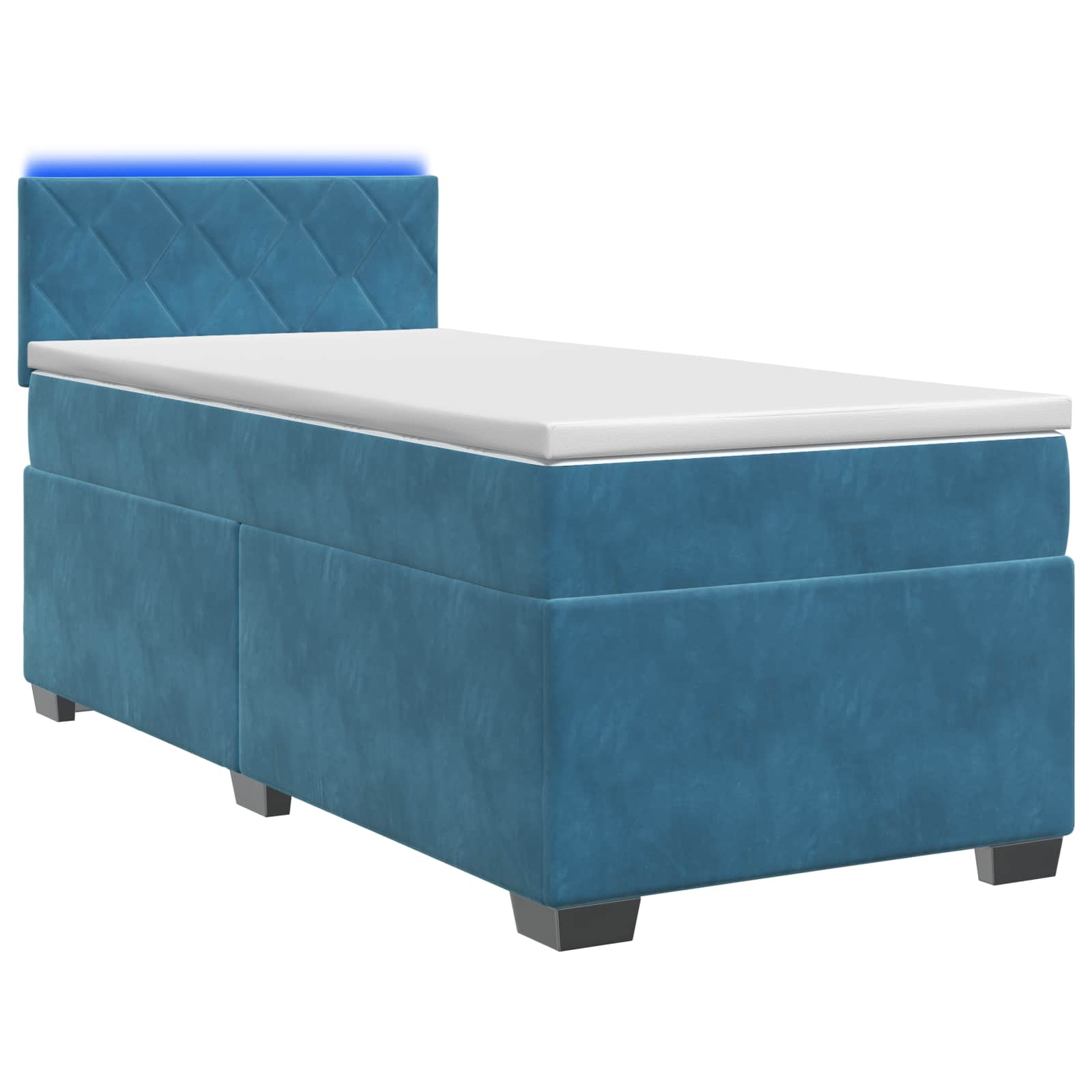 Κρεβάτι Box Spring με Στρώμα και LED Μπλε 80 x 200 cm Βελούδο - Pakobazaar