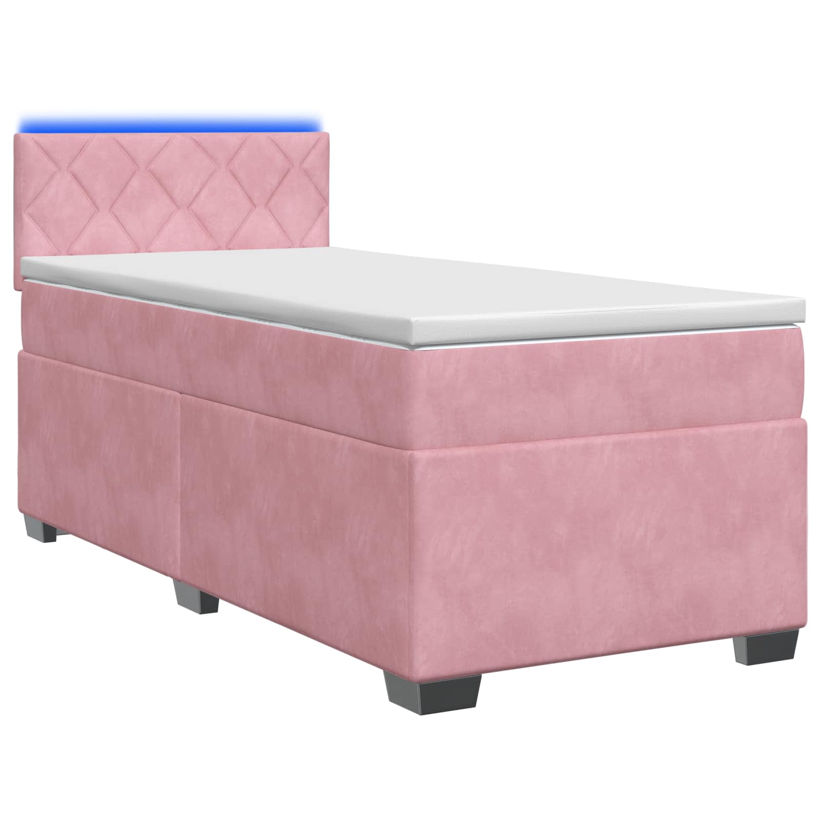 Κρεβάτι Box Spring με Στρώμα και LED Ροζ 80 x 200 cm Βελούδο - Pakobazaar