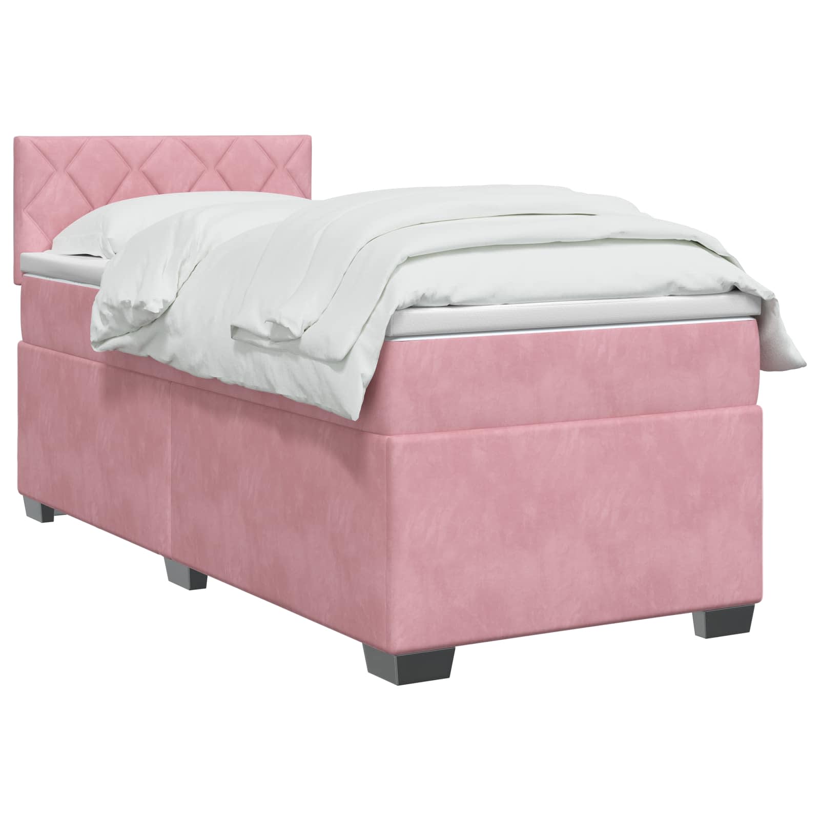 Κρεβάτι Box Spring με Στρώμα και LED Ροζ 80 x 200 cm Βελούδο - Pakobazaar
