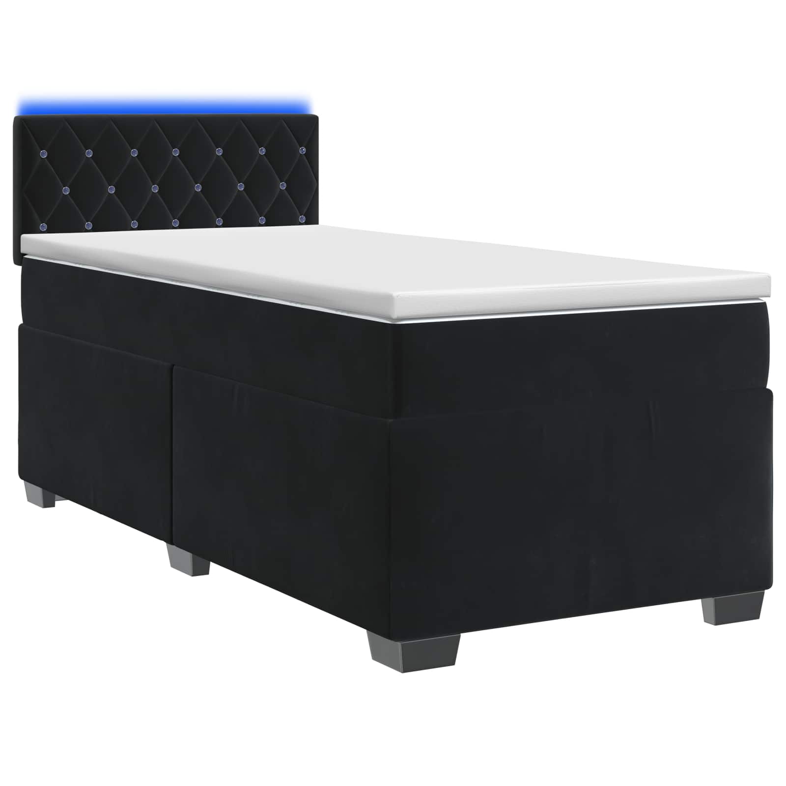 Κρεβάτι Box Spring με Στρώμα και LED Μαύρο 90 x 190 cm Βελούδο - Pakobazaar