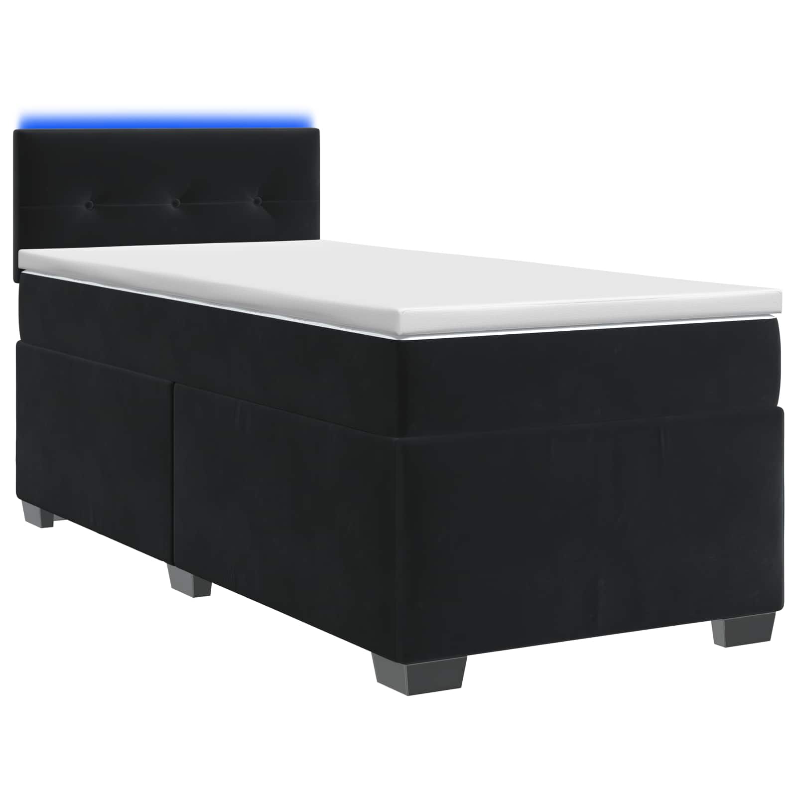 Κρεβάτι Box Spring με Στρώμα και LED Μαύρο 90 x 200 cm Βελούδο - Pakobazaar