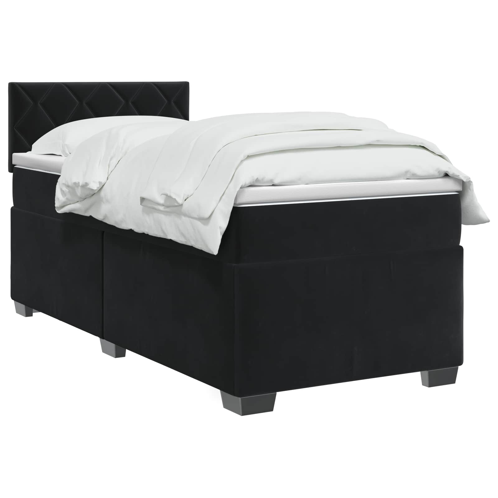 Κρεβάτι Box Spring με Στρώμα και LED Μαύρο 90 x 200 cm Βελούδο - Pakobazaar
