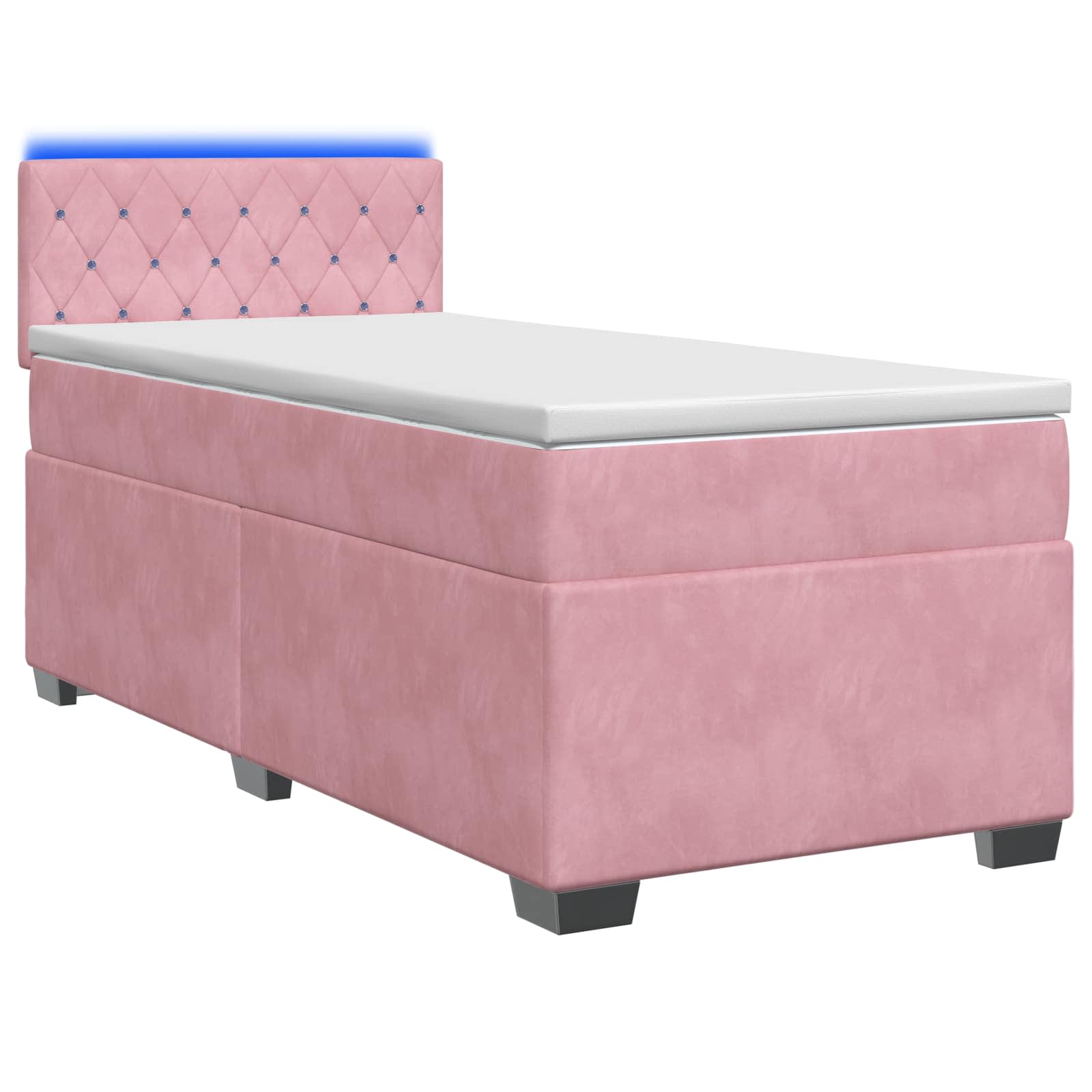 Κρεβάτι Box Spring με Στρώμα και LED Ροζ 100 x 200 cm Βελούδο - Pakobazaar