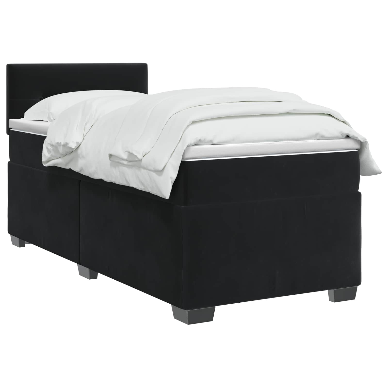 Κρεβάτι Box Spring με Στρώμα και LED Μαύρο 100 x 200 cm Βελούδο - Pakobazaar