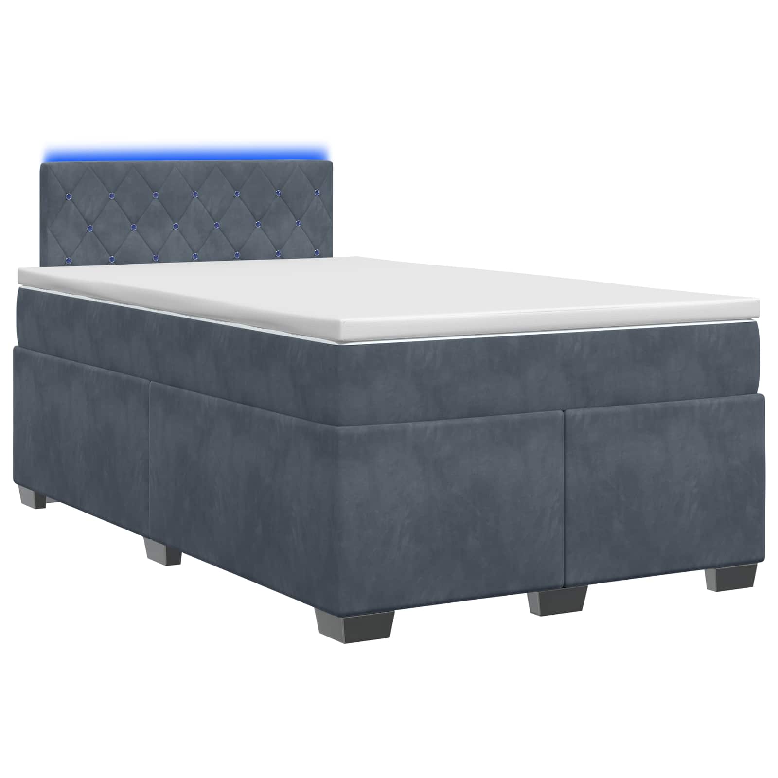 Κρεβάτι Box Spring με Στρώμα και LED Σκούρο Γκρι 120 x 190 cm