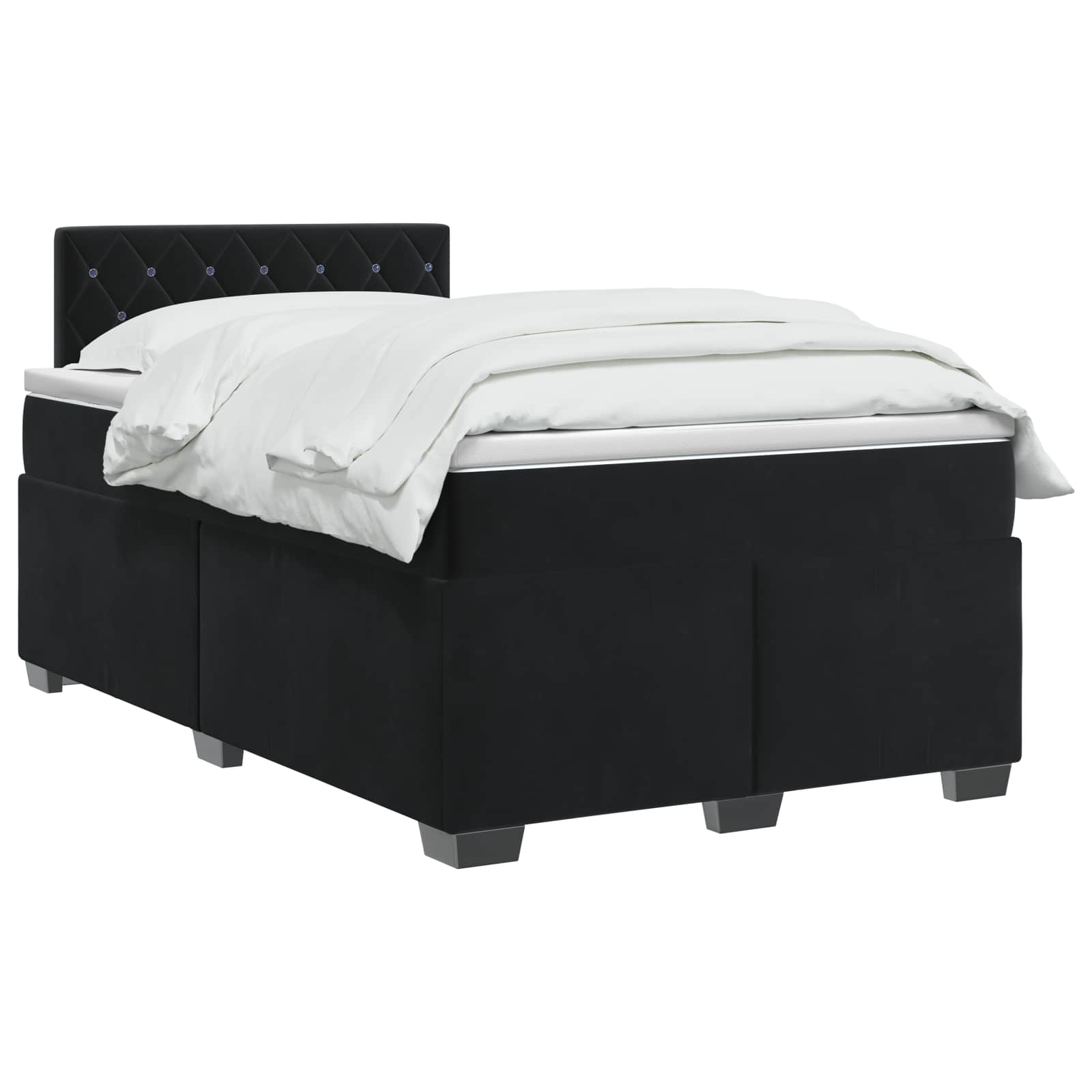 Κρεβάτι Box Spring με Στρώμα και LED Μαύρο 120 x 190 cm Βελούδο