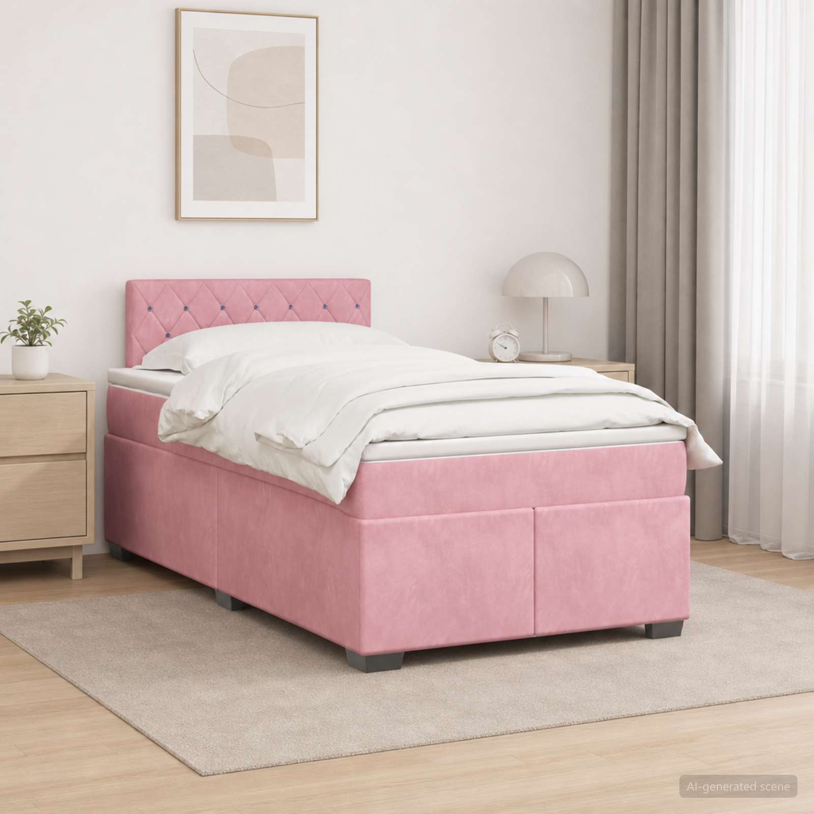 Κρεβάτι Box Spring με Στρώμα και LED Ροζ 120 x 190 cm Βελούδο - Pakobazaar