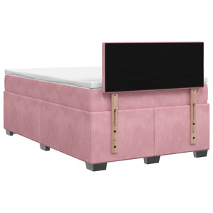 Κρεβάτι Box Spring με Στρώμα και LED Ροζ 120 x 190 cm Βελούδο - Pakobazaar