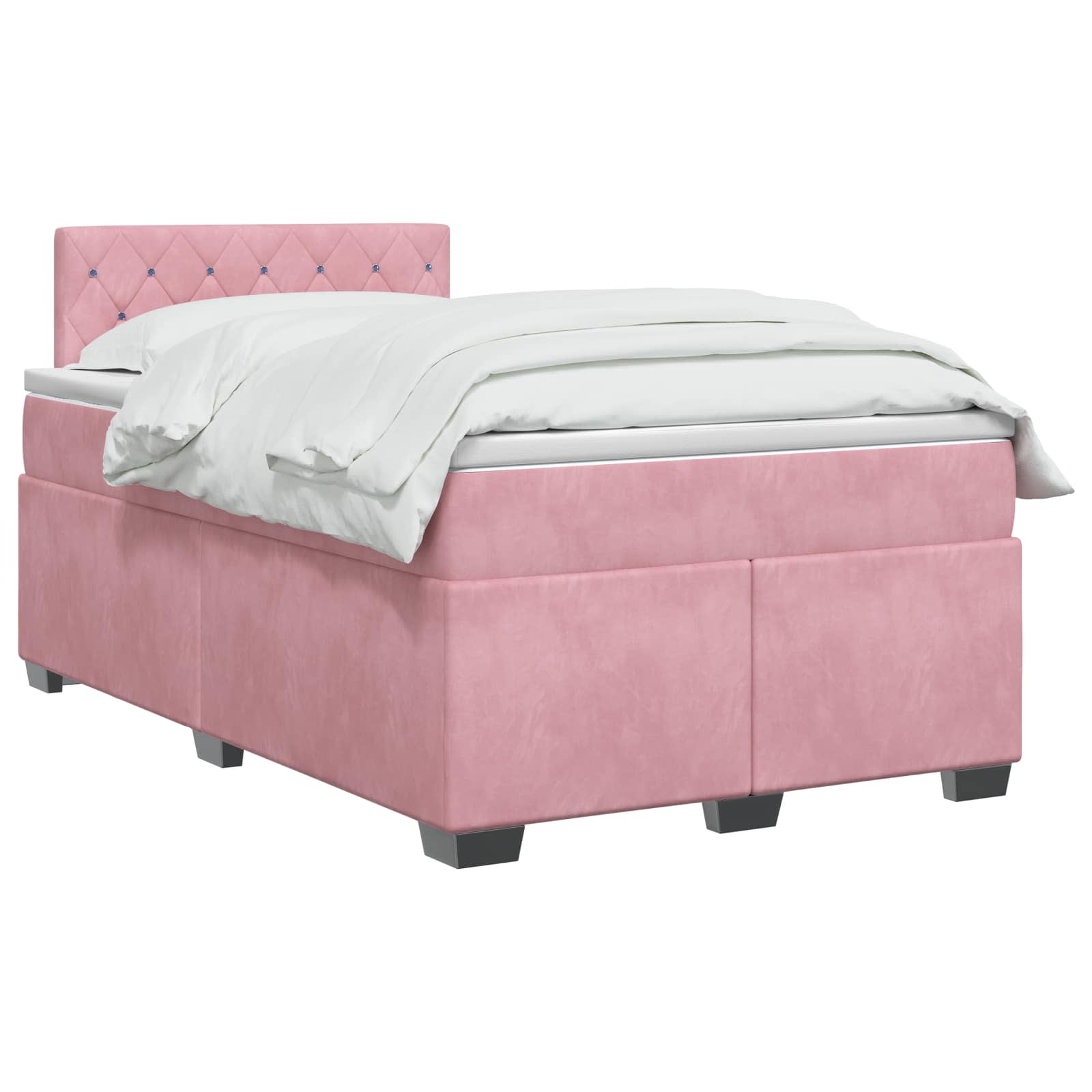 Κρεβάτι Box Spring με Στρώμα και LED Ροζ 120 x 190 cm Βελούδο - Pakobazaar