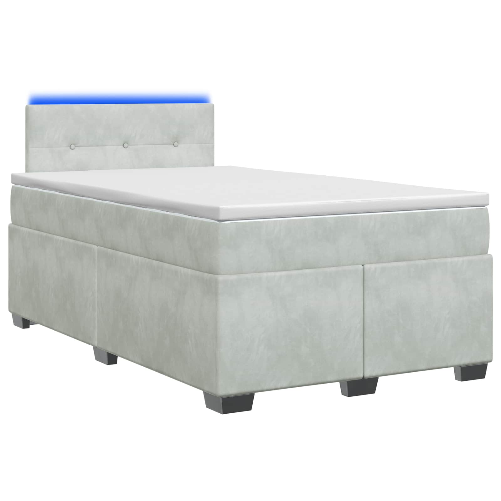 Κρεβάτι Box Spring με Στρώμα και LED Ανοιχτό γκρι 120 x 190 cm