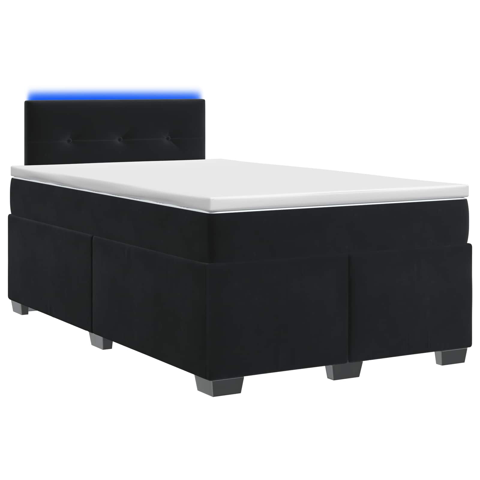 Κρεβάτι Box Spring με Στρώμα και LED Μαύρο 120 x 190 cm Βελούδο