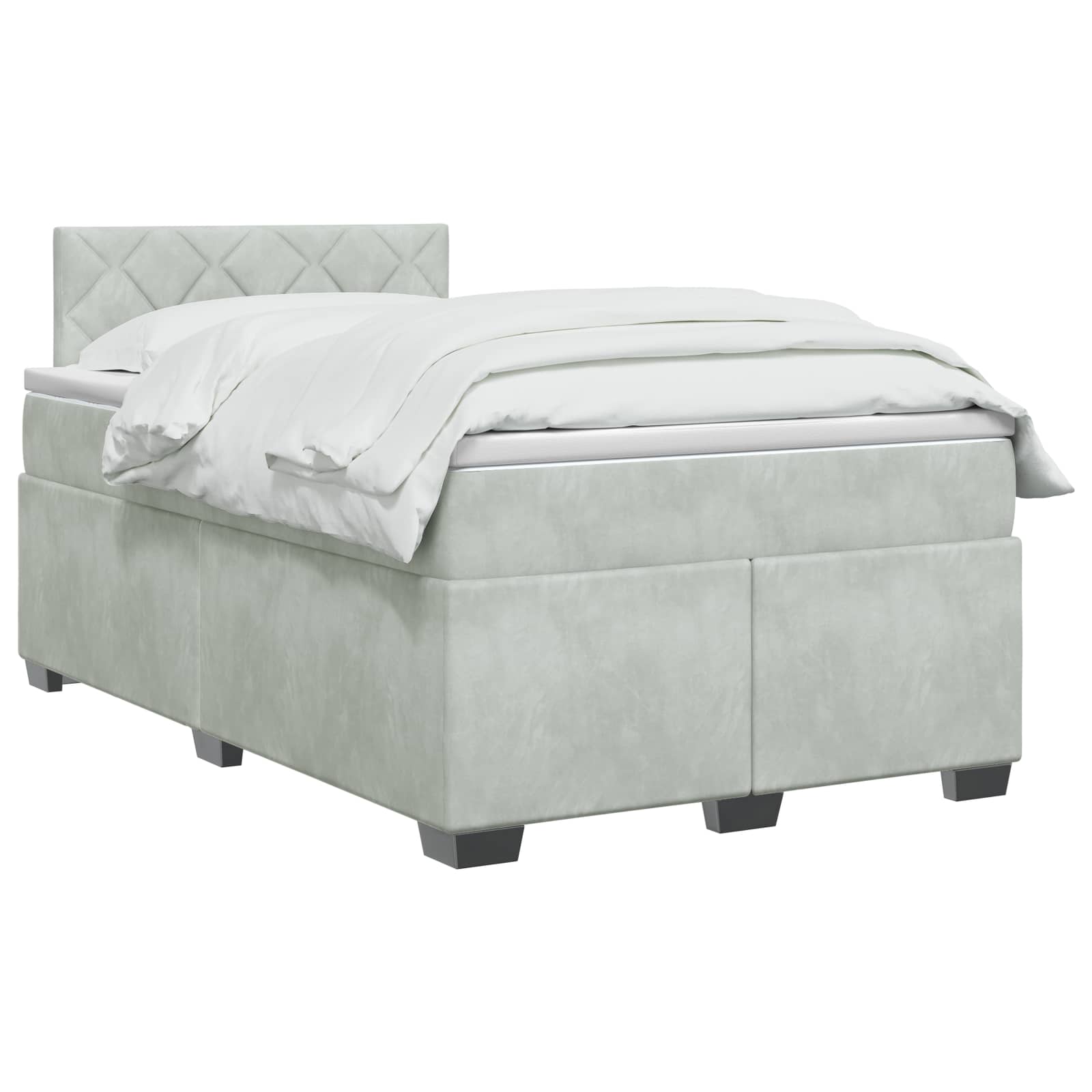 Κρεβάτι Box Spring με Στρώμα και LED Ανοιχτό γκρι 120 x 190 cm