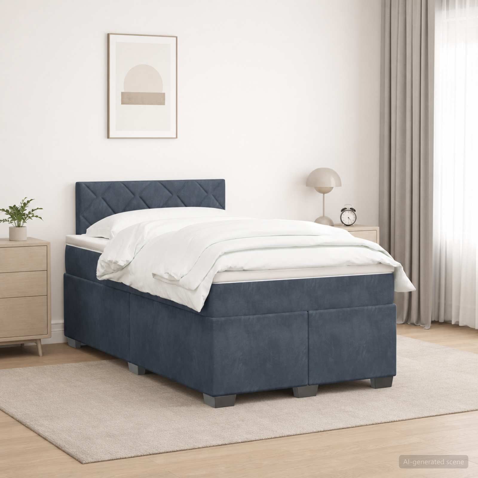 Κρεβάτι Box Spring με Στρώμα και LED Σκούρο Γκρι 120 x 190 cm - Pakobazaar