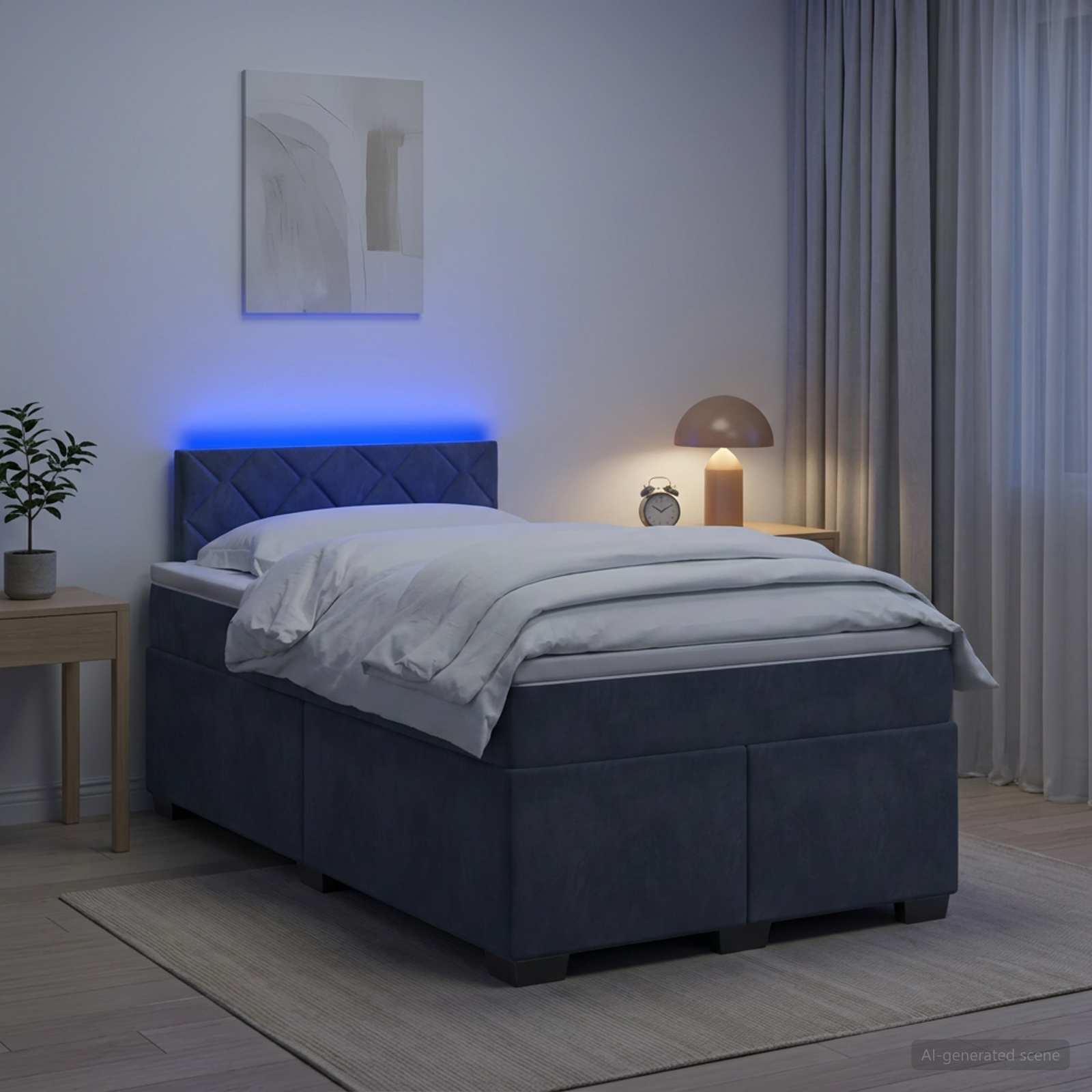 Κρεβάτι Box Spring με Στρώμα και LED Σκούρο Γκρι 120 x 190 cm - Pakobazaar