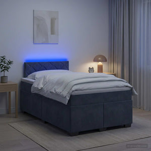 Κρεβάτι Box Spring με Στρώμα και LED Σκούρο Γκρι 120 x 200 cm - Pakobazaar