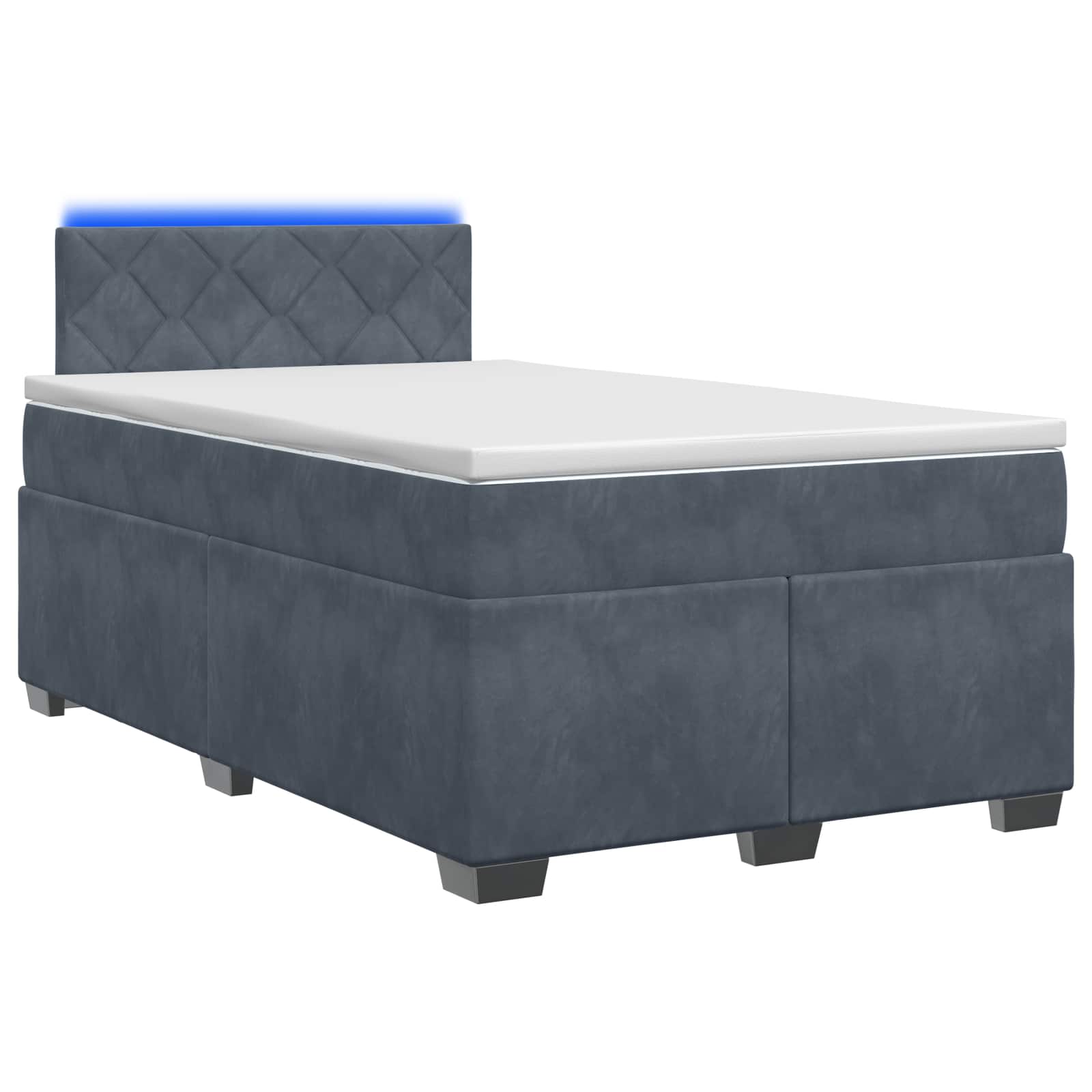 Κρεβάτι Box Spring με Στρώμα και LED Σκούρο Γκρι 120 x 190 cm - Pakobazaar