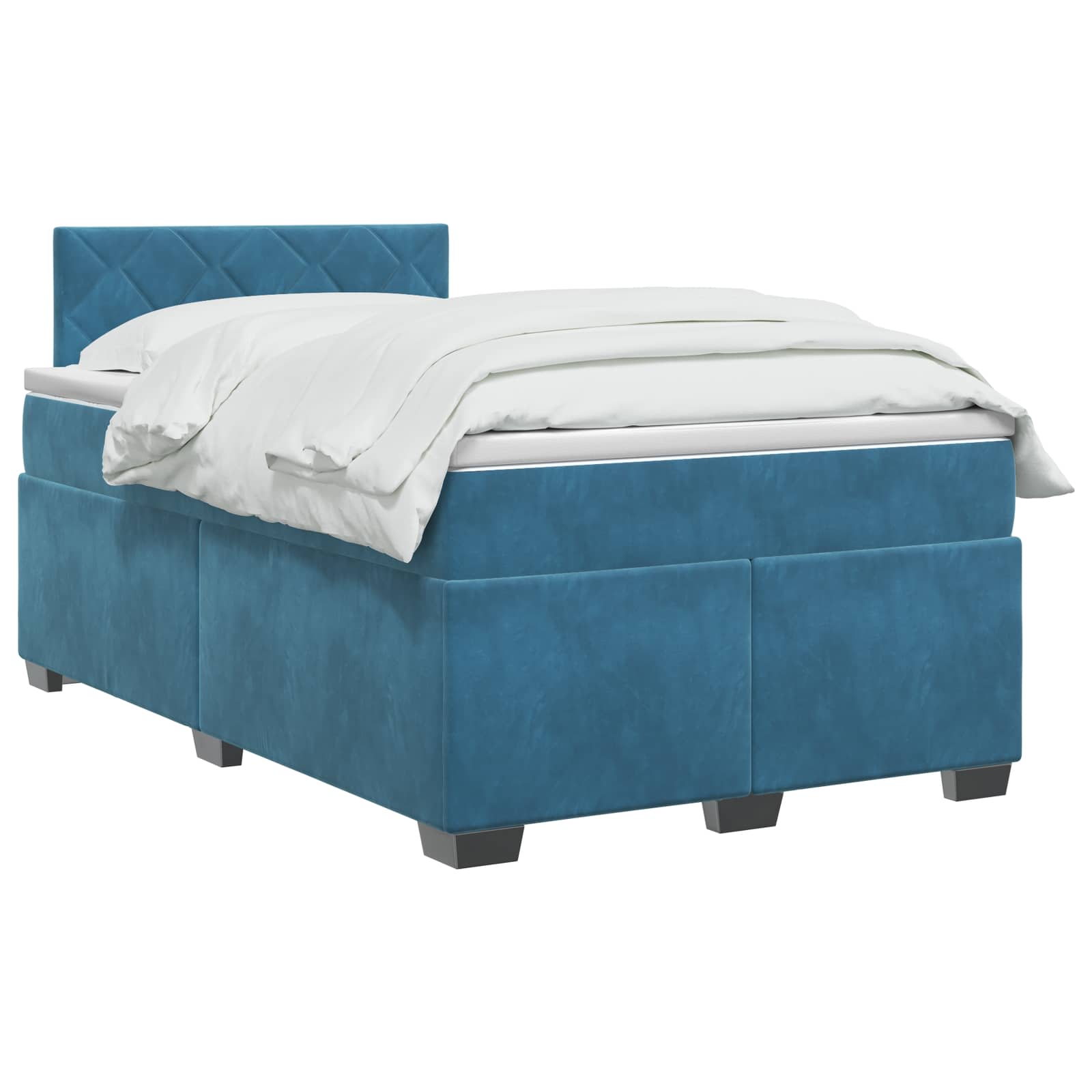 Κρεβάτι Box Spring με Στρώμα και LED Μπλε 120 x 190 cm Βελούδο - Pakobazaar