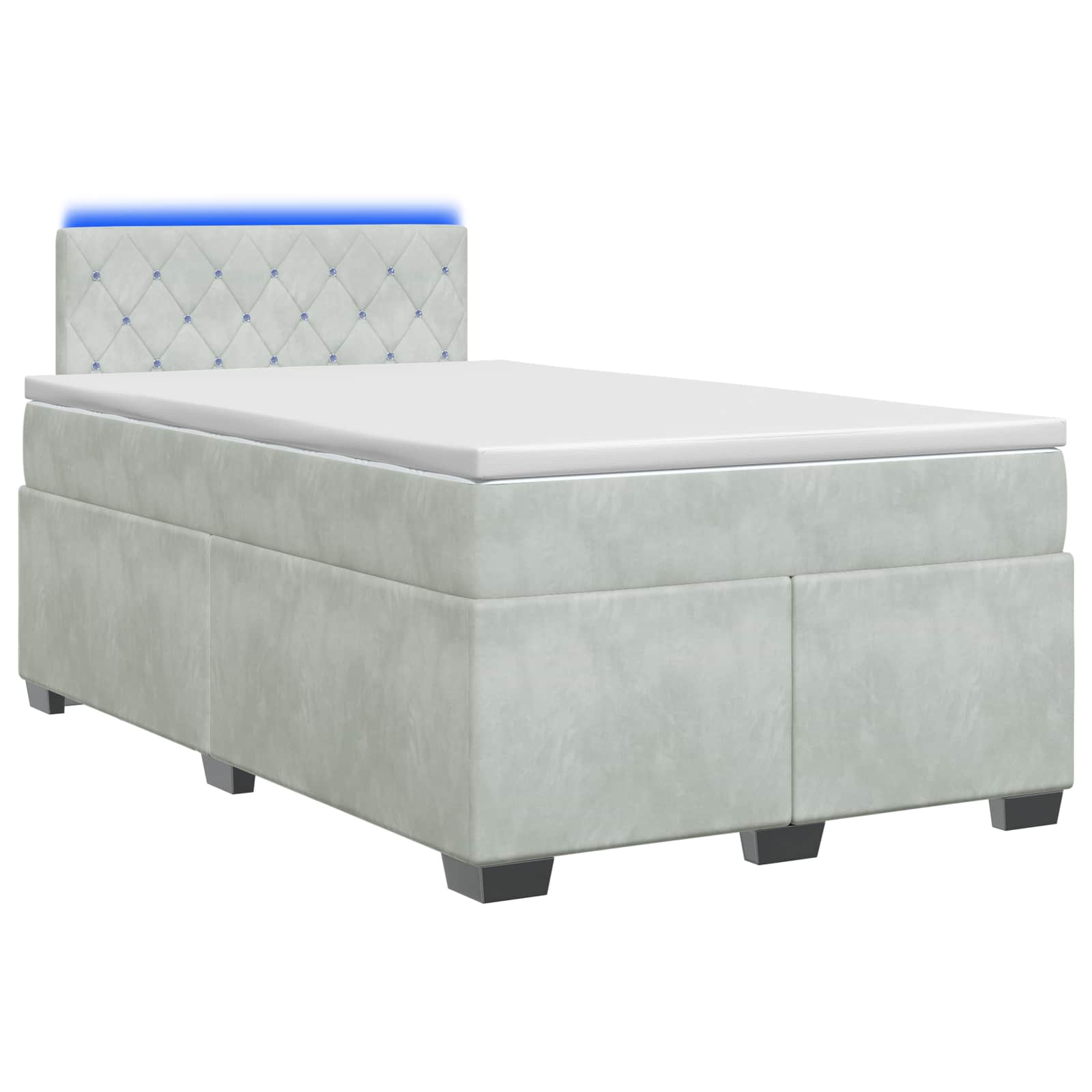 Κρεβάτι Box Spring με Στρώμα και LED Ανοιχτό γκρι 120 x 200 cm - Pakobazaar