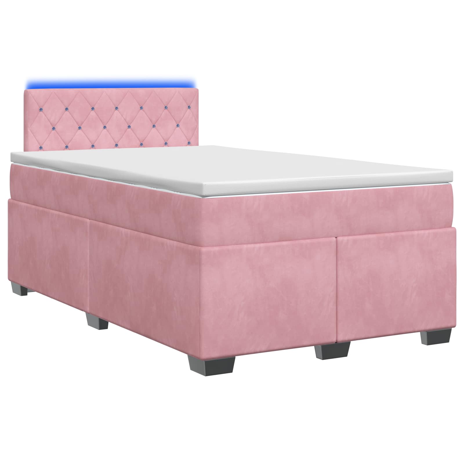 Κρεβάτι Box Spring με Στρώμα και LED Ροζ 120 x 200 cm Βελούδο - Pakobazaar