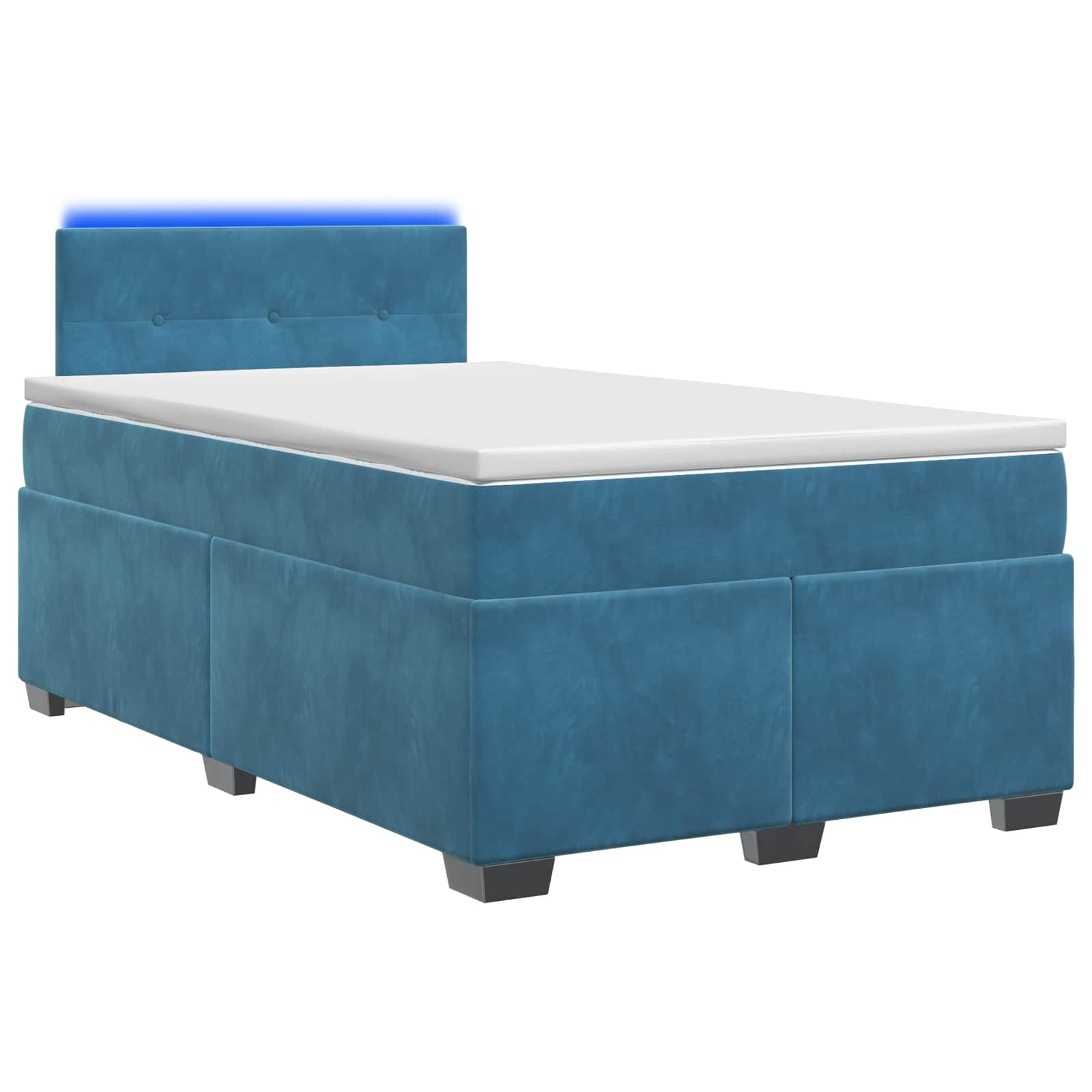 Κρεβάτι Box Spring με Στρώμα και LED Μπλε 120 x 200 cm Βελούδο