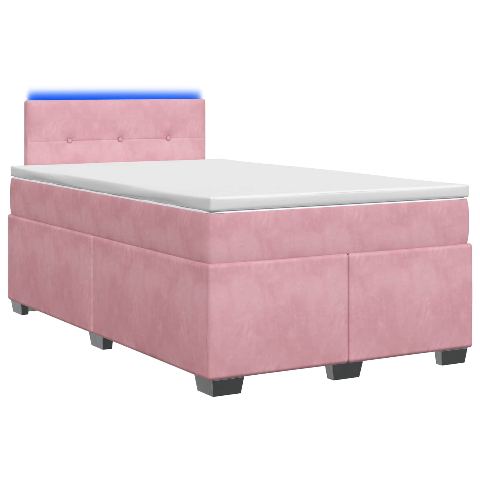 Κρεβάτι Box Spring με Στρώμα και LED Ροζ 120 x 200 cm Βελούδο