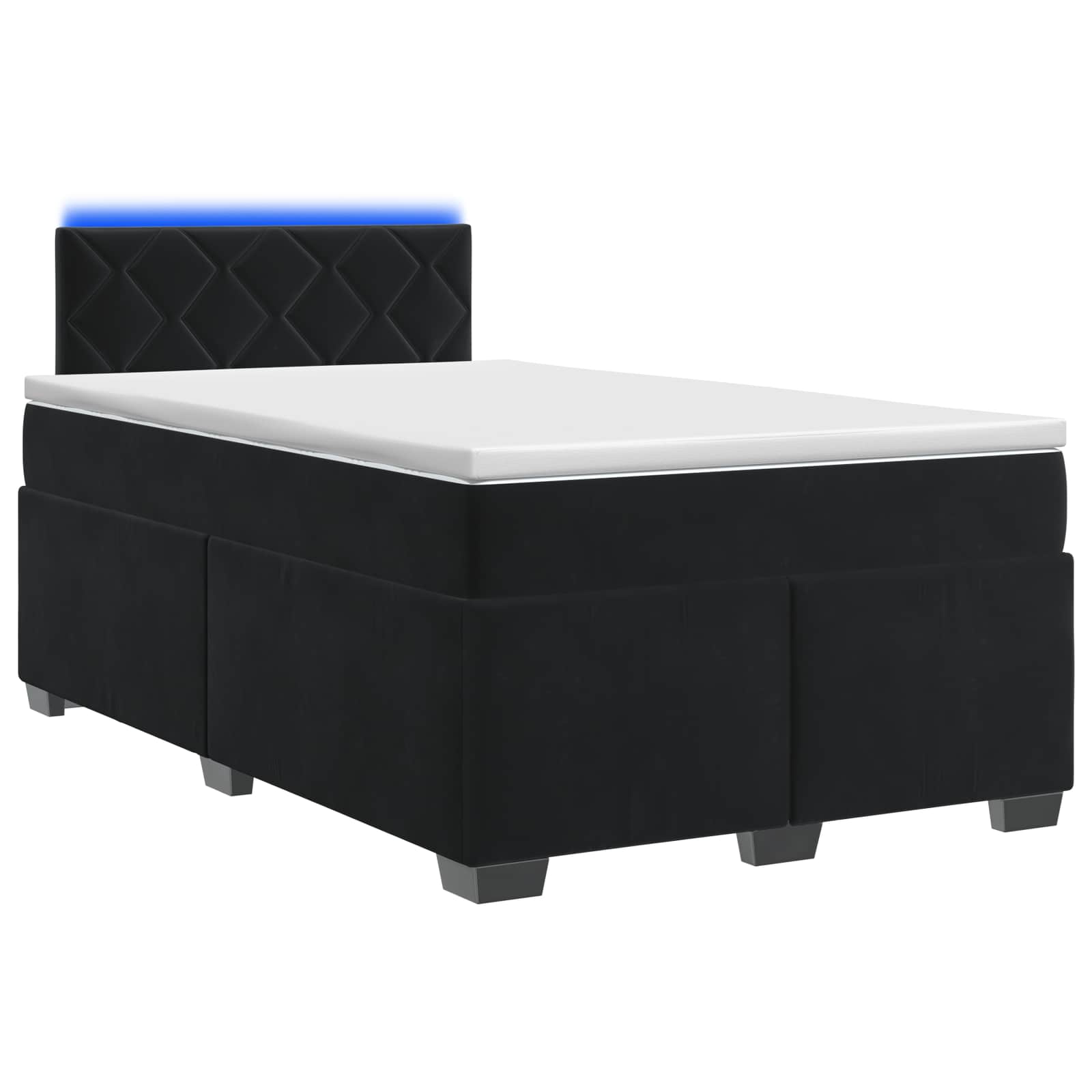 Κρεβάτι Box Spring με Στρώμα και LED Μαύρο 120 x 200 cm Βελούδο - Pakobazaar