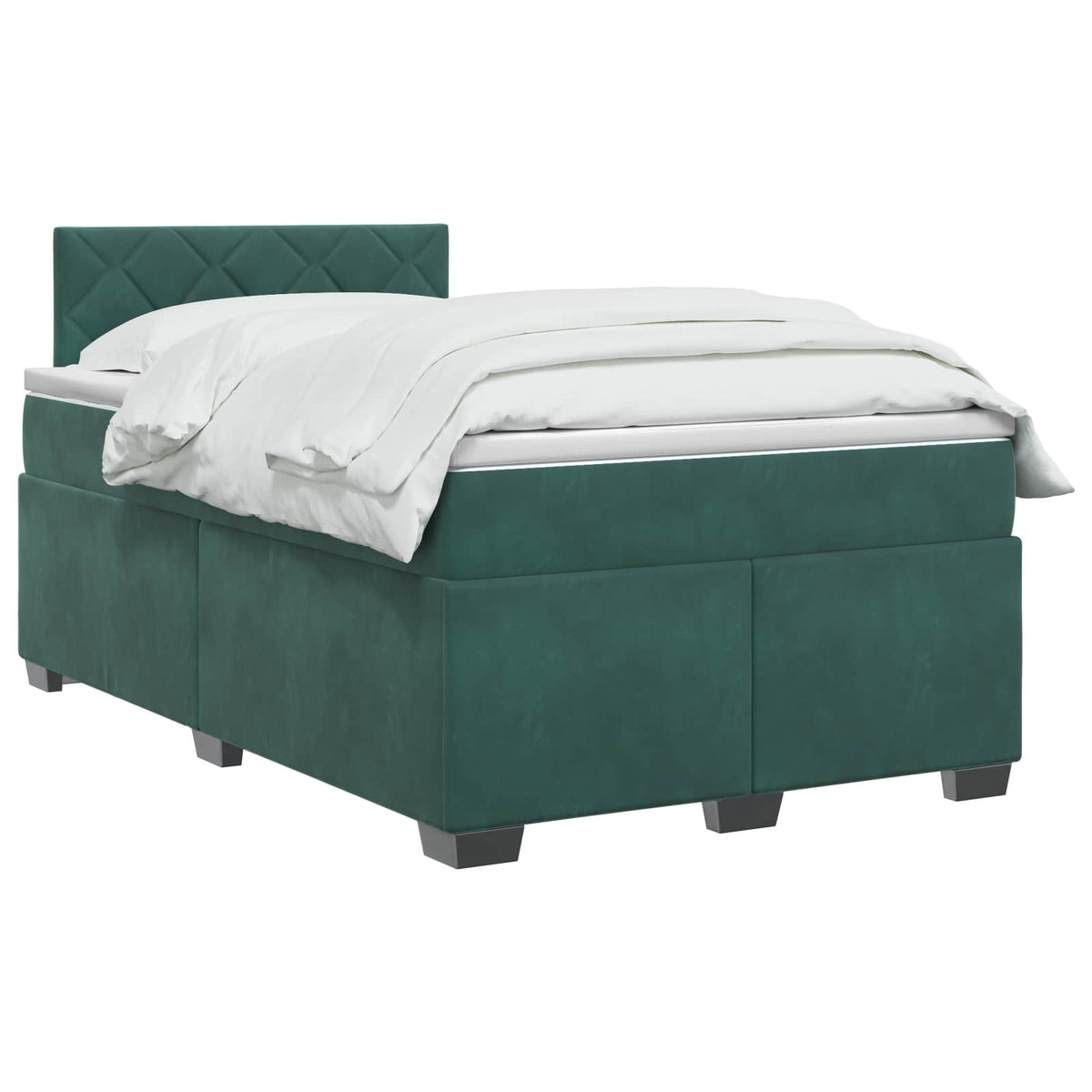 Κρεβάτι Box Spring με Στρώμα και LED Σκούρο Πράσινο Βελούδο - Pakobazaar