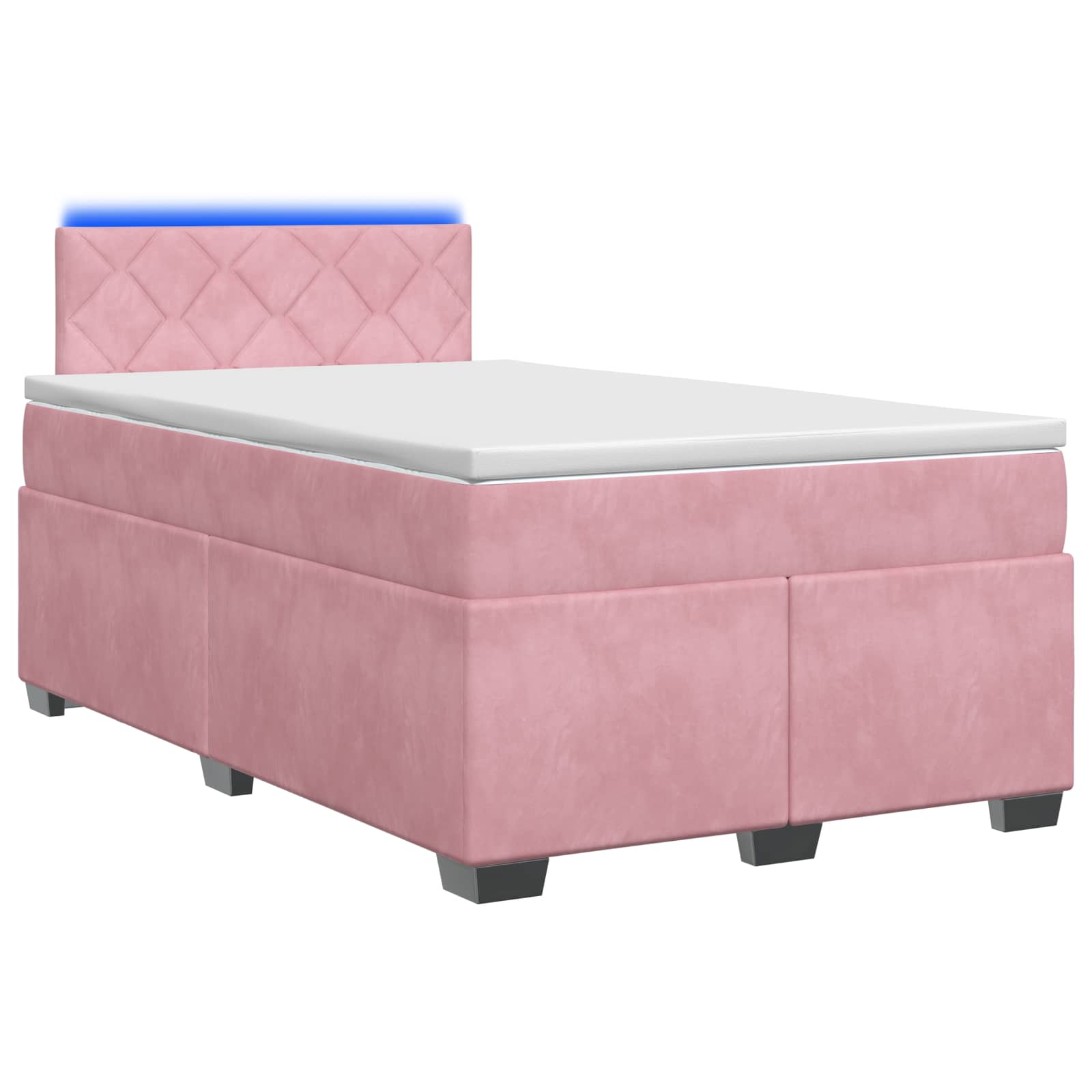 Κρεβάτι Box Spring με Στρώμα και LED Ροζ 120 x 200 cm Βελούδο - Pakobazaar