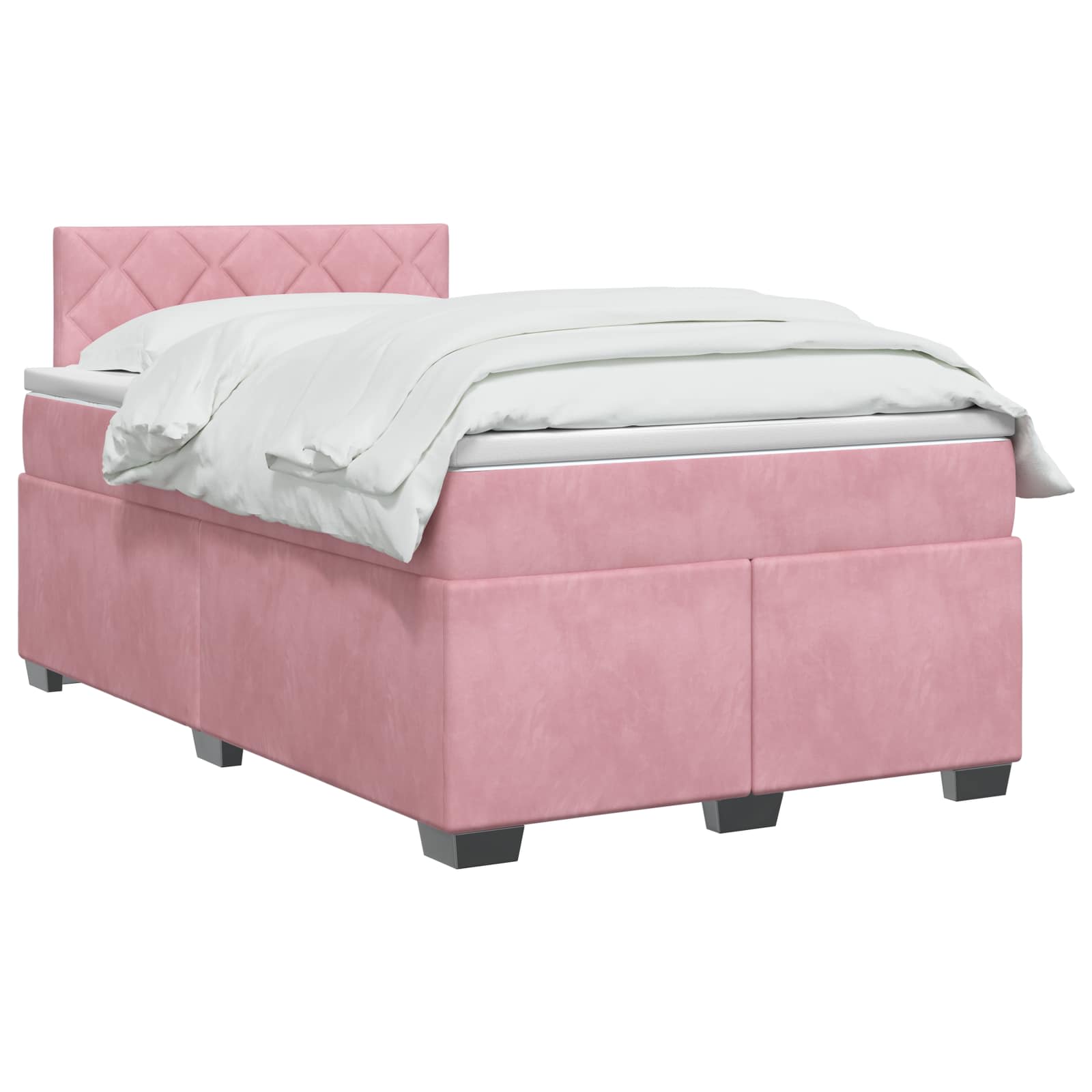 Κρεβάτι Box Spring με Στρώμα και LED Ροζ 120 x 200 cm Βελούδο - Pakobazaar