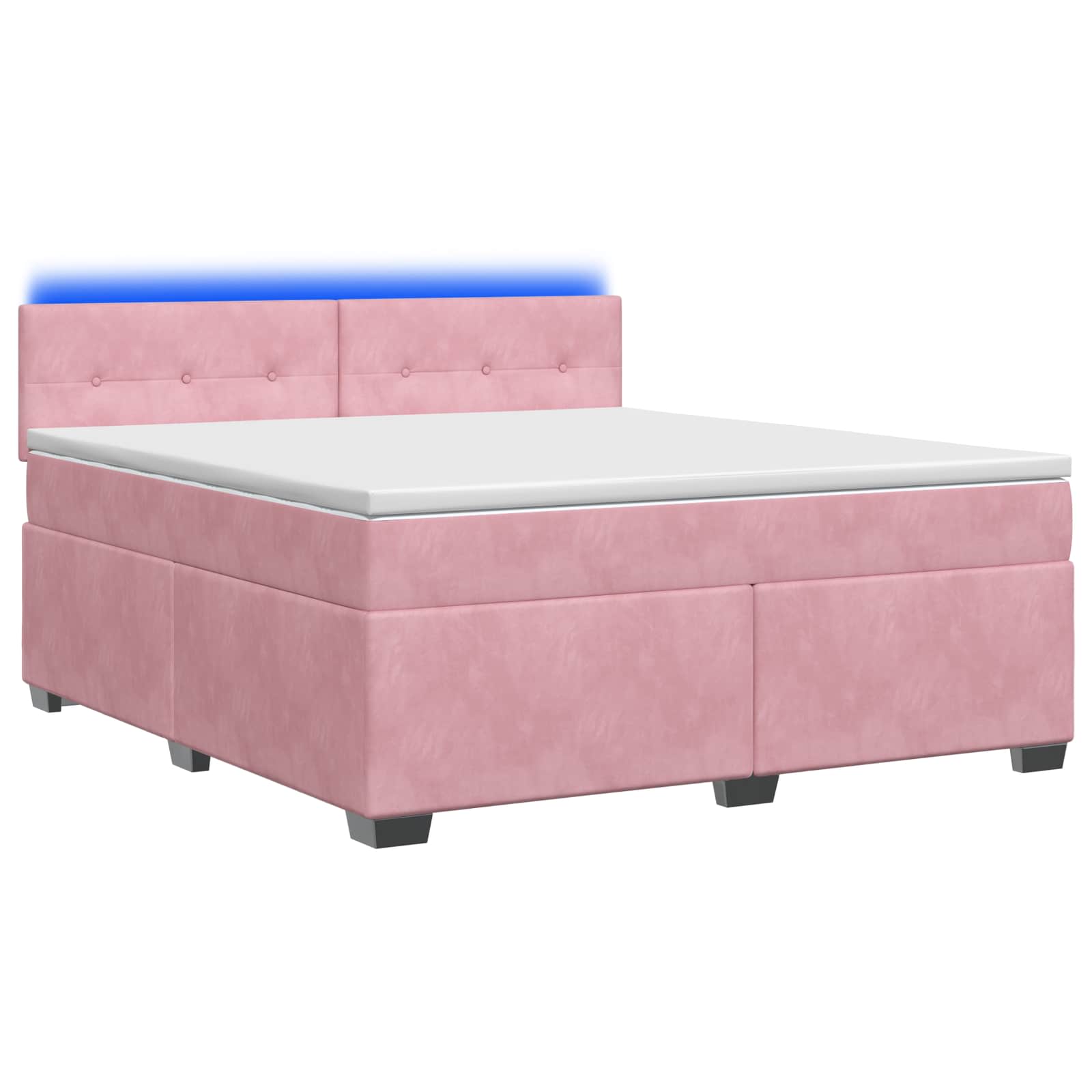 Κρεβάτι Box Spring με Στρώμα και LED Ροζ 140 x 190 cm Βελούδο