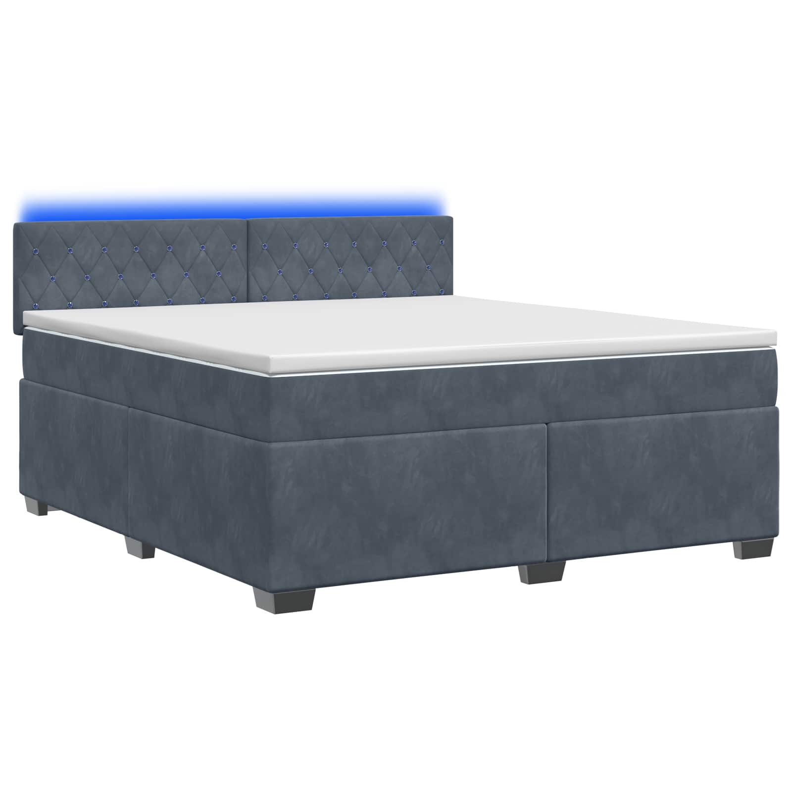 Κρεβάτι Box Spring με Στρώμα και LED Σκούρο Γκρι 140 x 200 cm - Pakobazaar