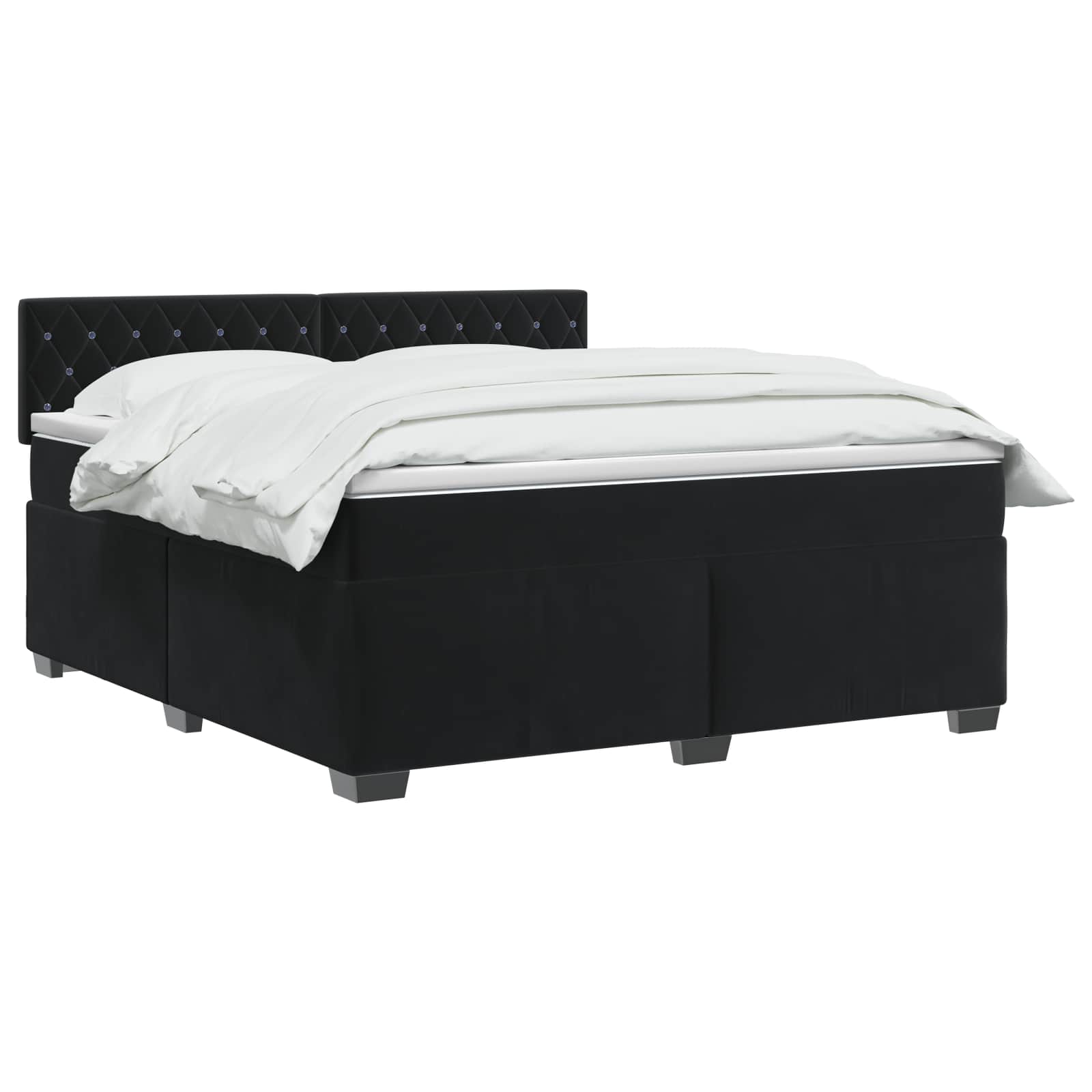 Κρεβάτι Box Spring με Στρώμα και LED Μαύρο 140 x 200 cm Βελούδο